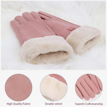Alster Herz Fleecehandschuhe Warme Damen Handschuhe, winddicht, Fleece, elegant, A0503 mit Kunstfell, hält warm