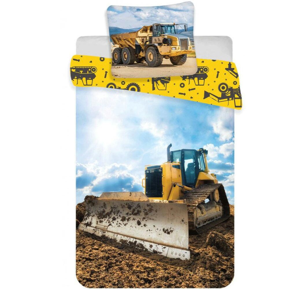 Babybettwäsche Bulldozer Kipper Baby Bettwäsche 2tlg Set 100x135 40x60 cm