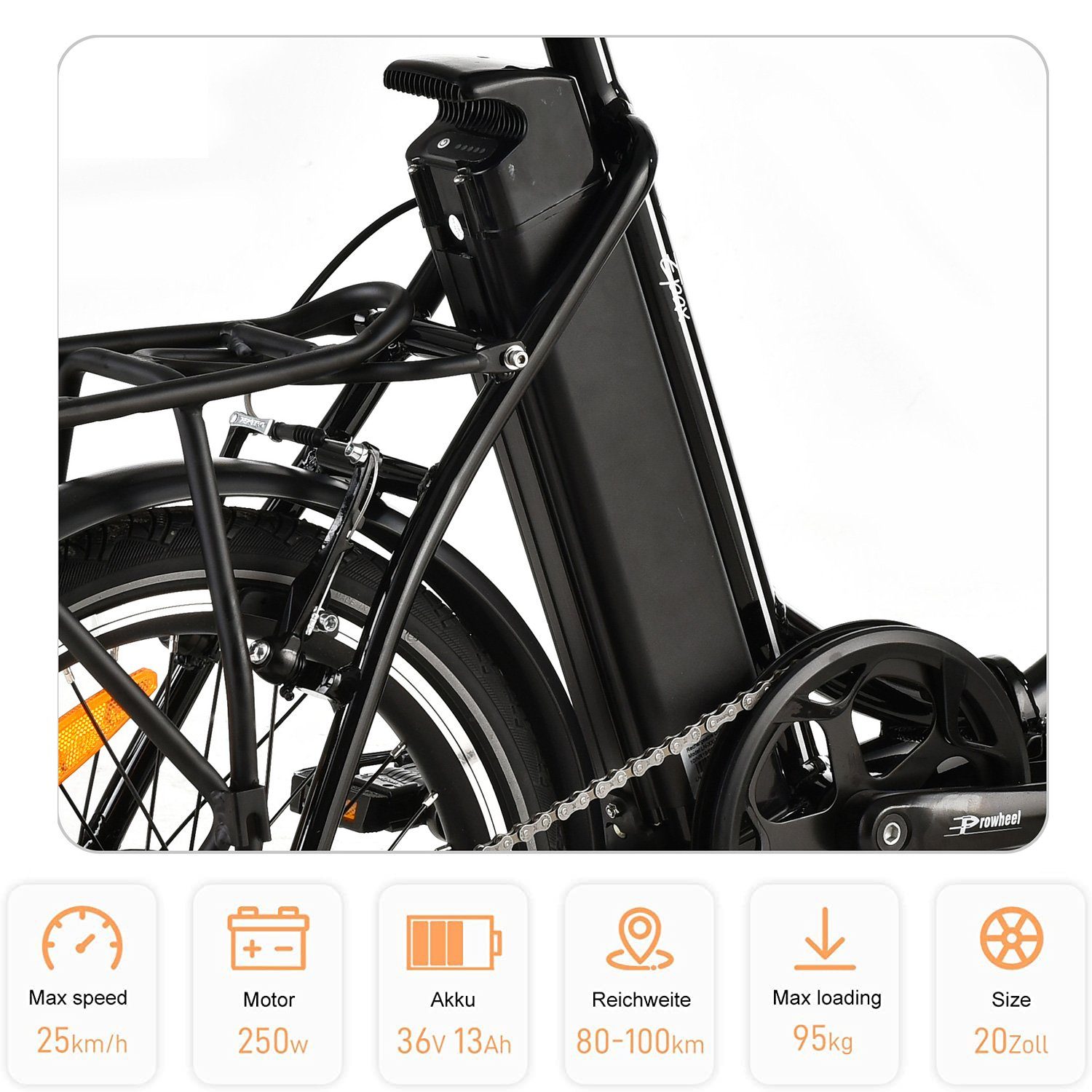 VECOCRAFT E-Bike Klapprad E-Pax 13AH e-bike klapprad, 7 Gang Shimano Tournry Schaltwerk, Kettenschaltung, Heckmotor, 468,00 Wh