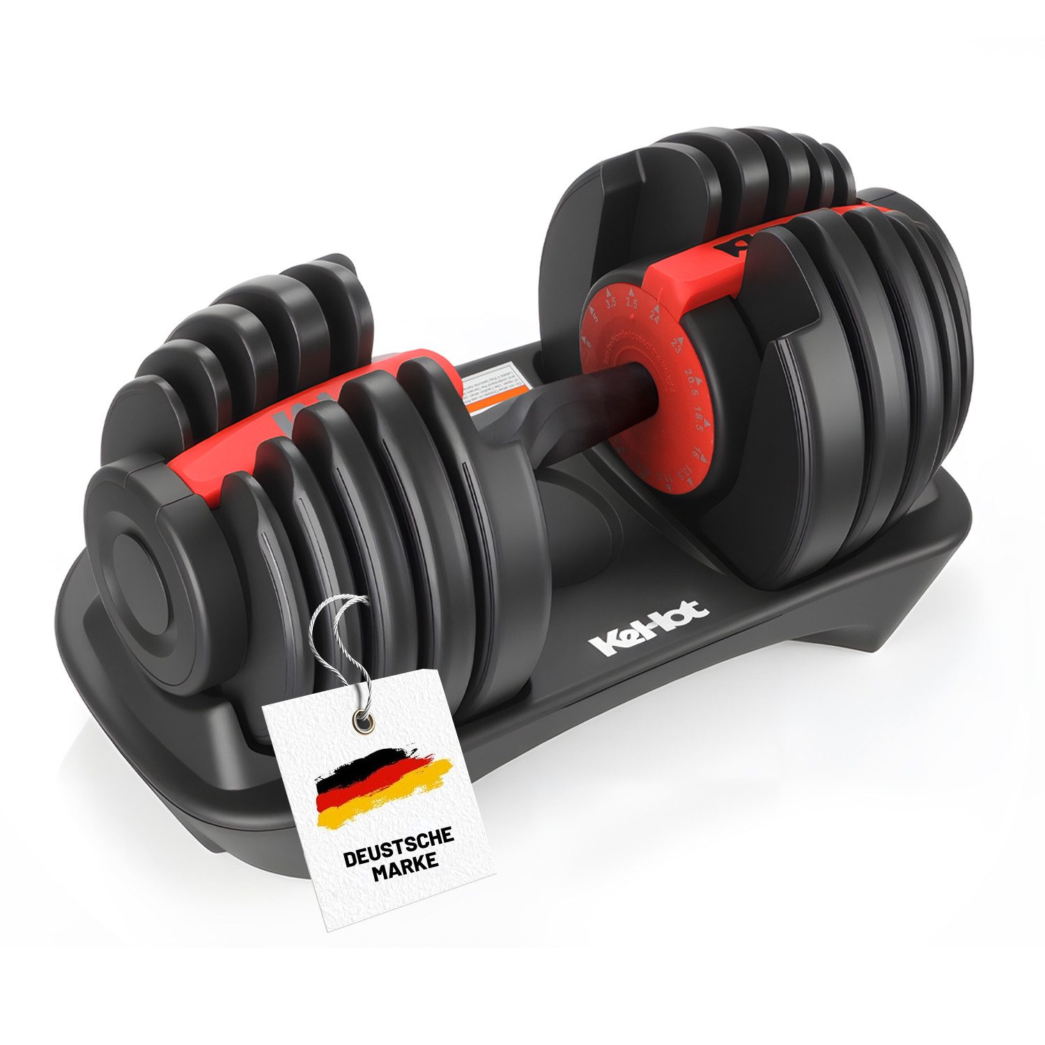 kehot Hantel-Set Verstellbare Kurzhantel 24 kg mit 15 Gewichtsstufen, (Einhand-Schnellverstellung mit stabiler Ablage, Kompaktes Hantelset für effektives Home-Gym Krafttraining), 2,5–24 kg Anpassung für Anfänger und Fortgeschrittene