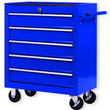 MASKO Werkstattwagen, 5 Fächer Blau, Werkzeugwagen Rollwagen Werkzeugkiste Fächer Toolbox Werkzeug Box