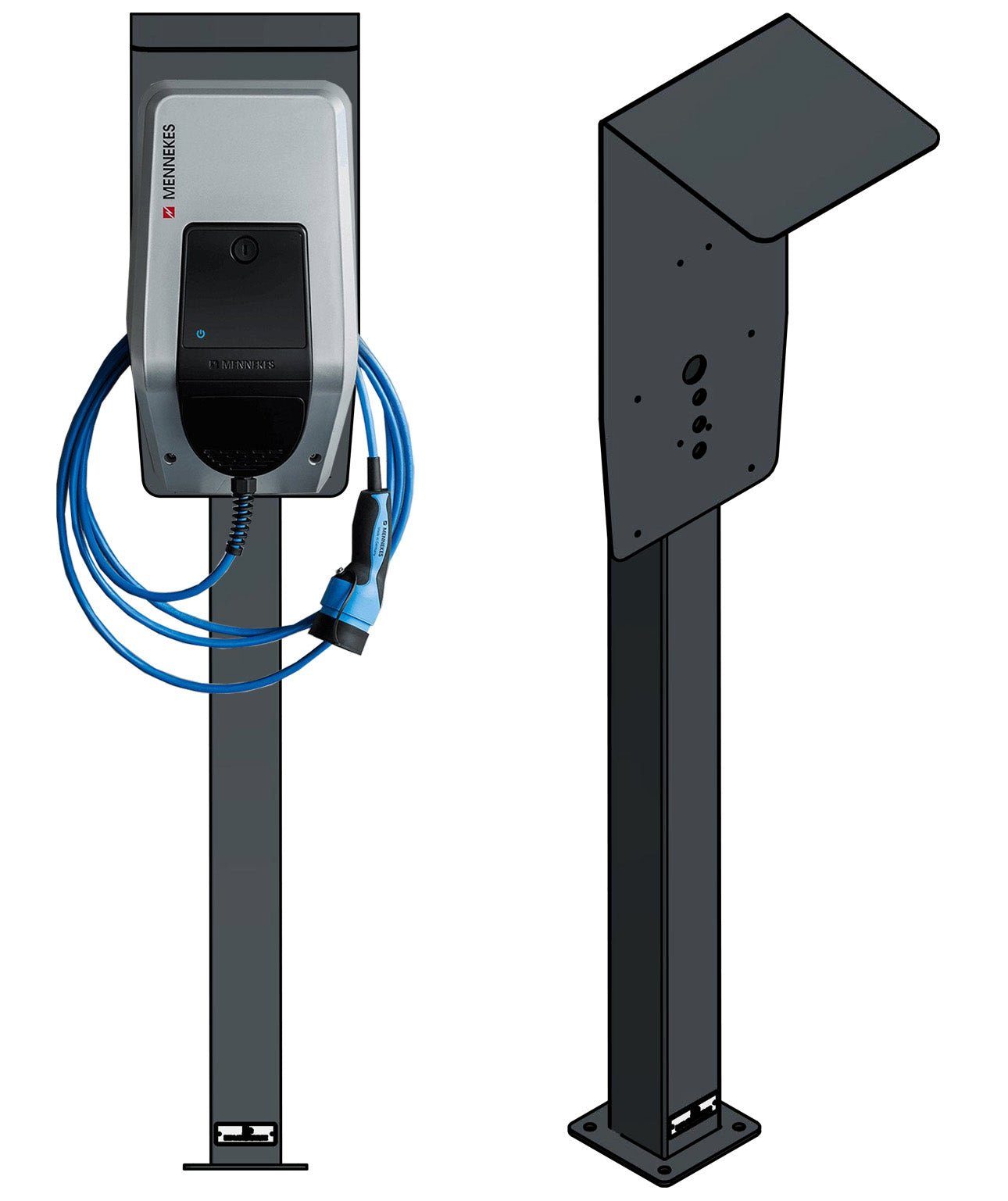 Elektroauto-Ladestation-Halterung Ladesäule passend für Mennekes Amtrom Charge Control Wallbox m...