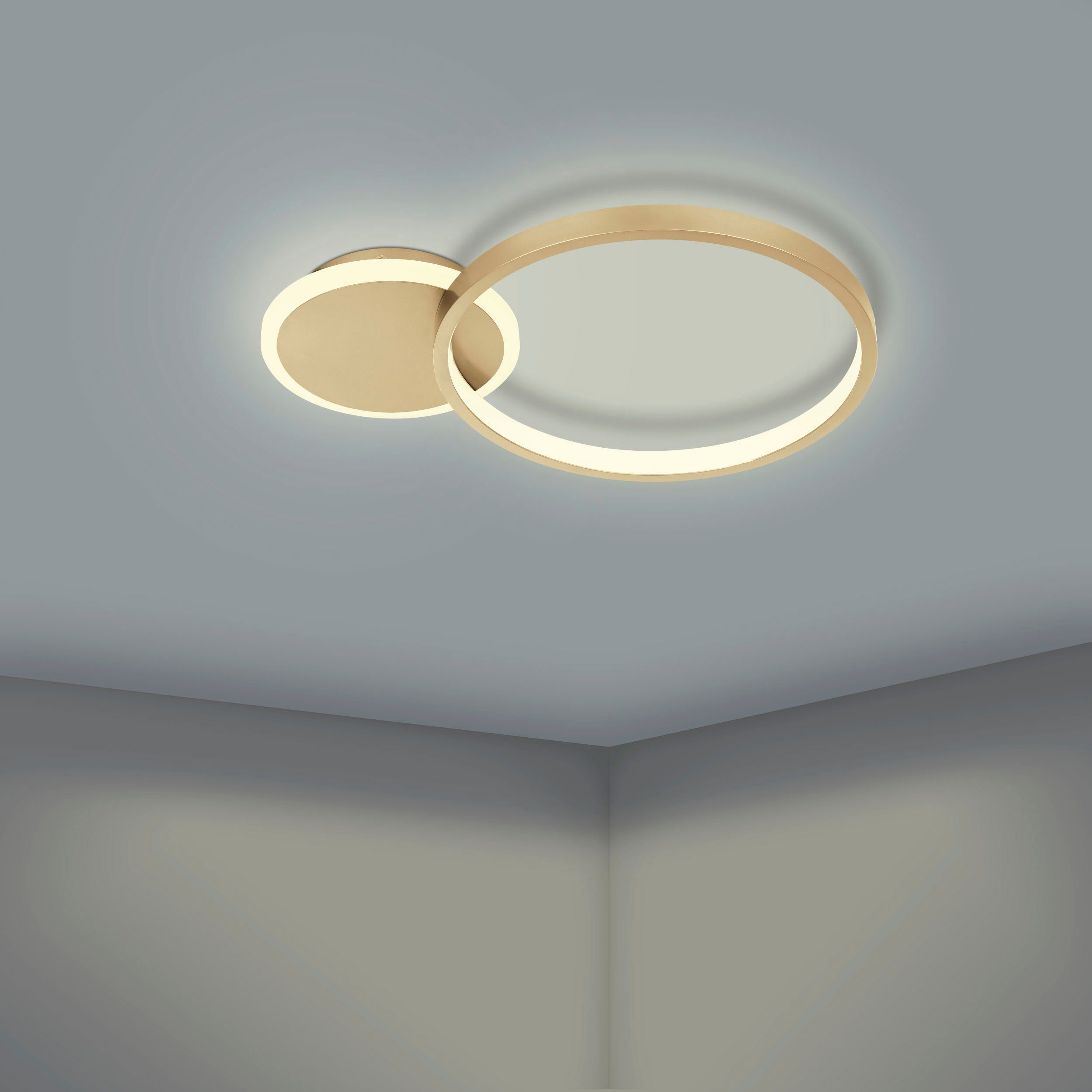 EGLO Deckenleuchte GAFARES, CCT - über Fernbedienung, Dimmfunktion, Farbsteuerung, dimmbar über Fernbedienung, LED fest integriert, warmweiß - kaltweiß, Deckenleuchte aus Alu, Stahl - 15W