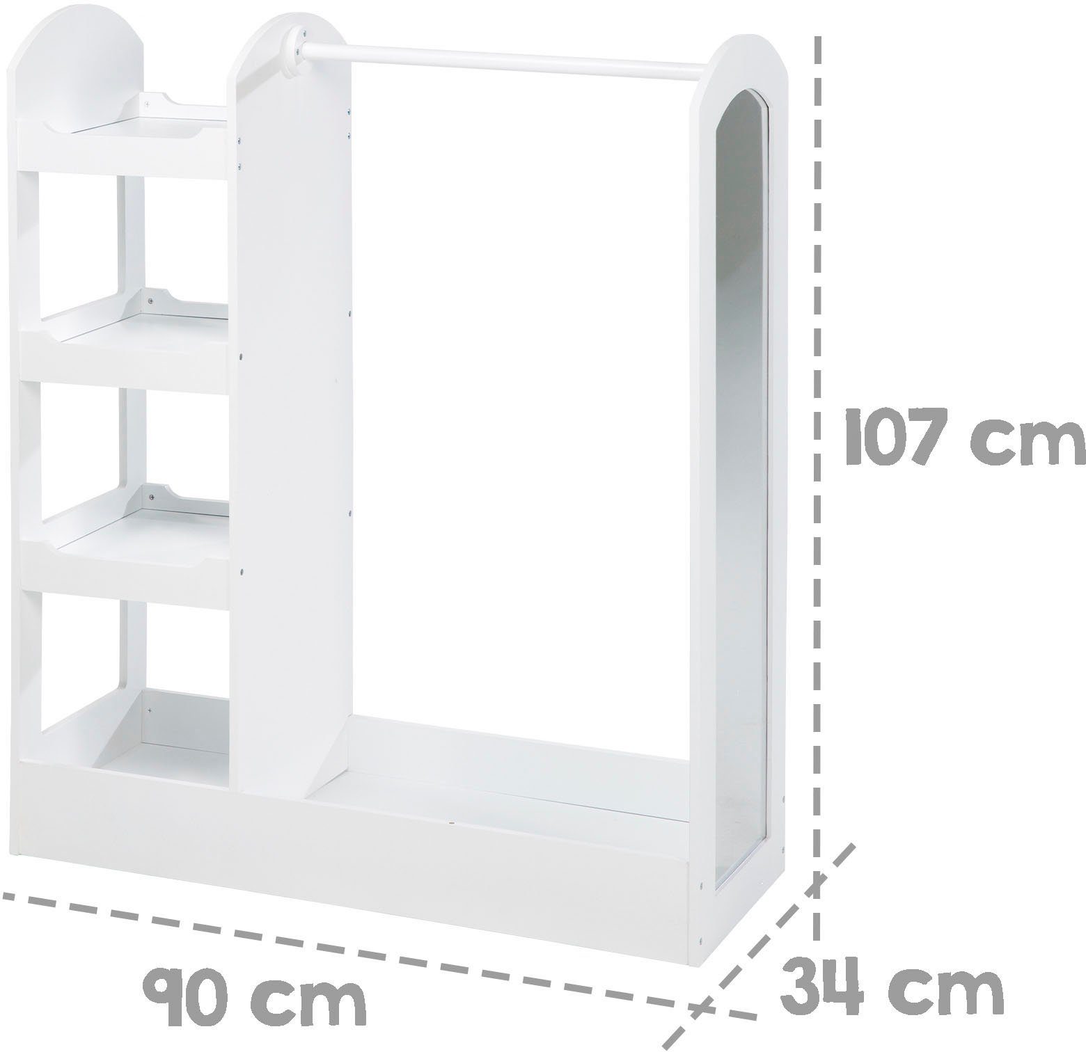 roba® Garderobenständer Kindergarderobe, und weiß, mit Spiegel Ablagefächern