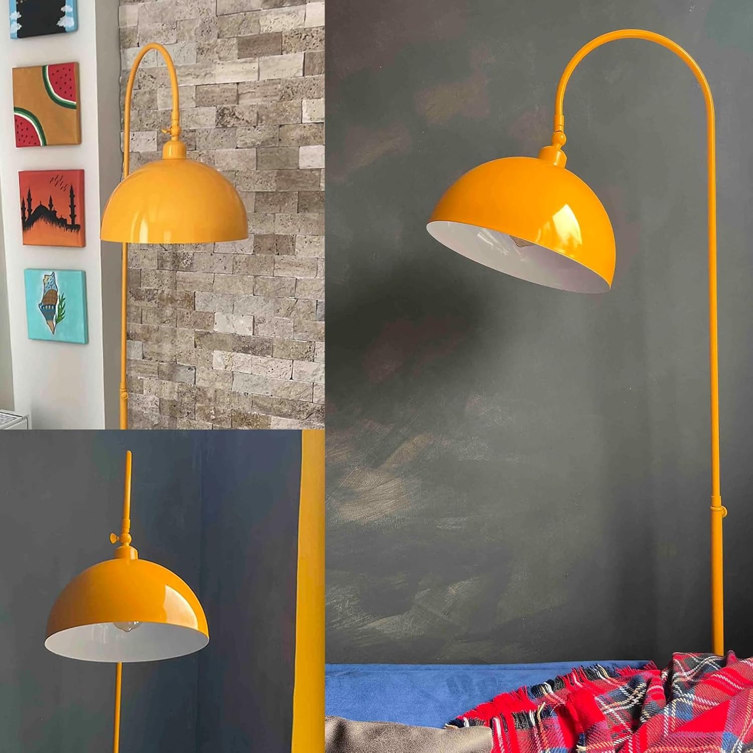 Bamyum Stehlampe Moderne Metall Stehlampe mit Dimmer, ohne Leuchtmittel, verstellbarer Lampenschirm