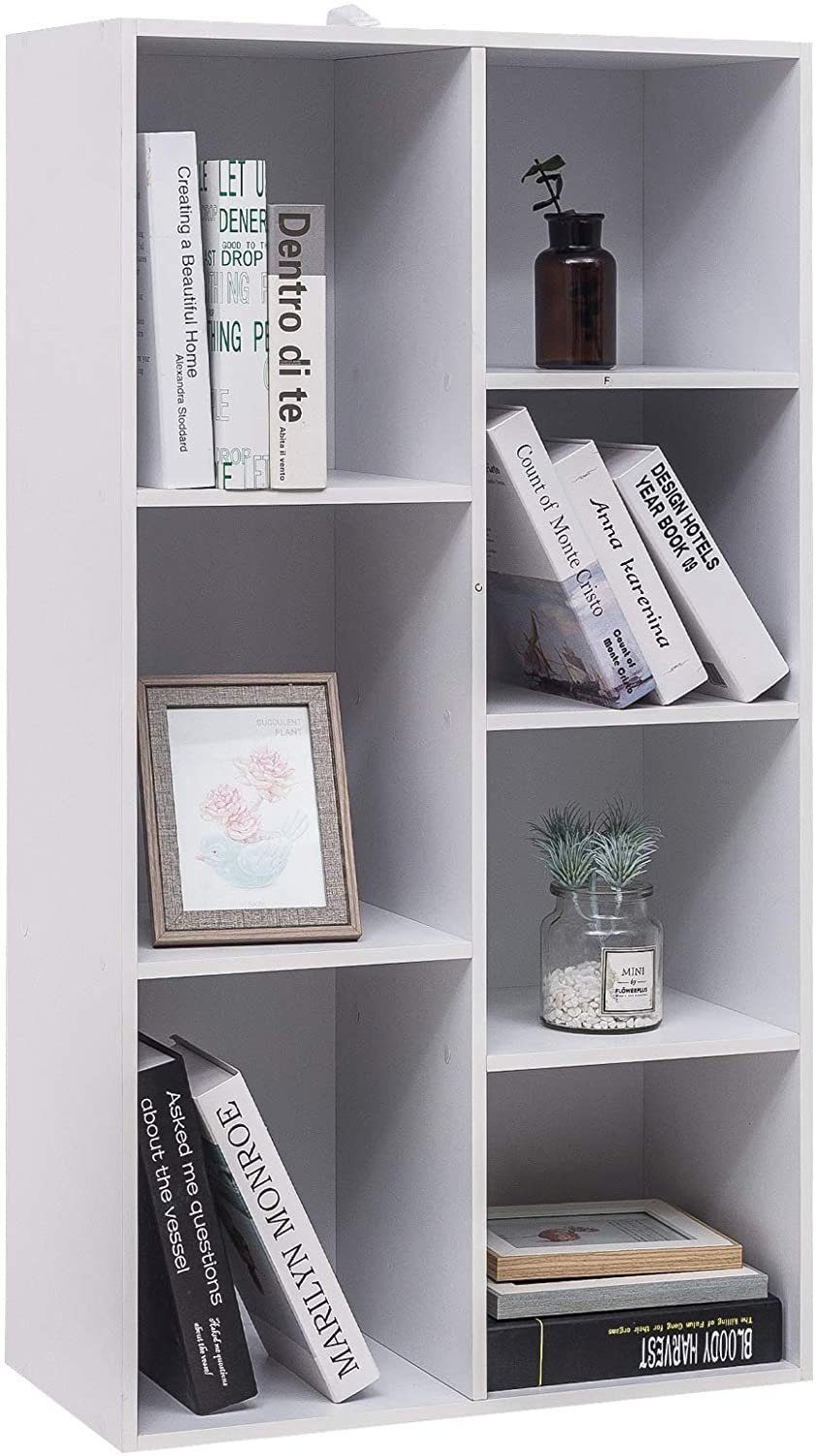 Weiß Woltu Bücherregal, 7 MDF, 1-tlg., Fächer, Büroregal, 60x30x108cm Raumteiler