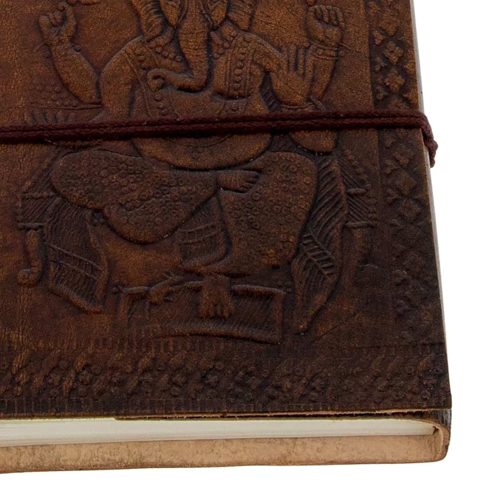 KUNST UND Notizbuch 11,5x15cm Leder Ganesha handgefertigt Lord Tagebuch MAGIE Tagebuch