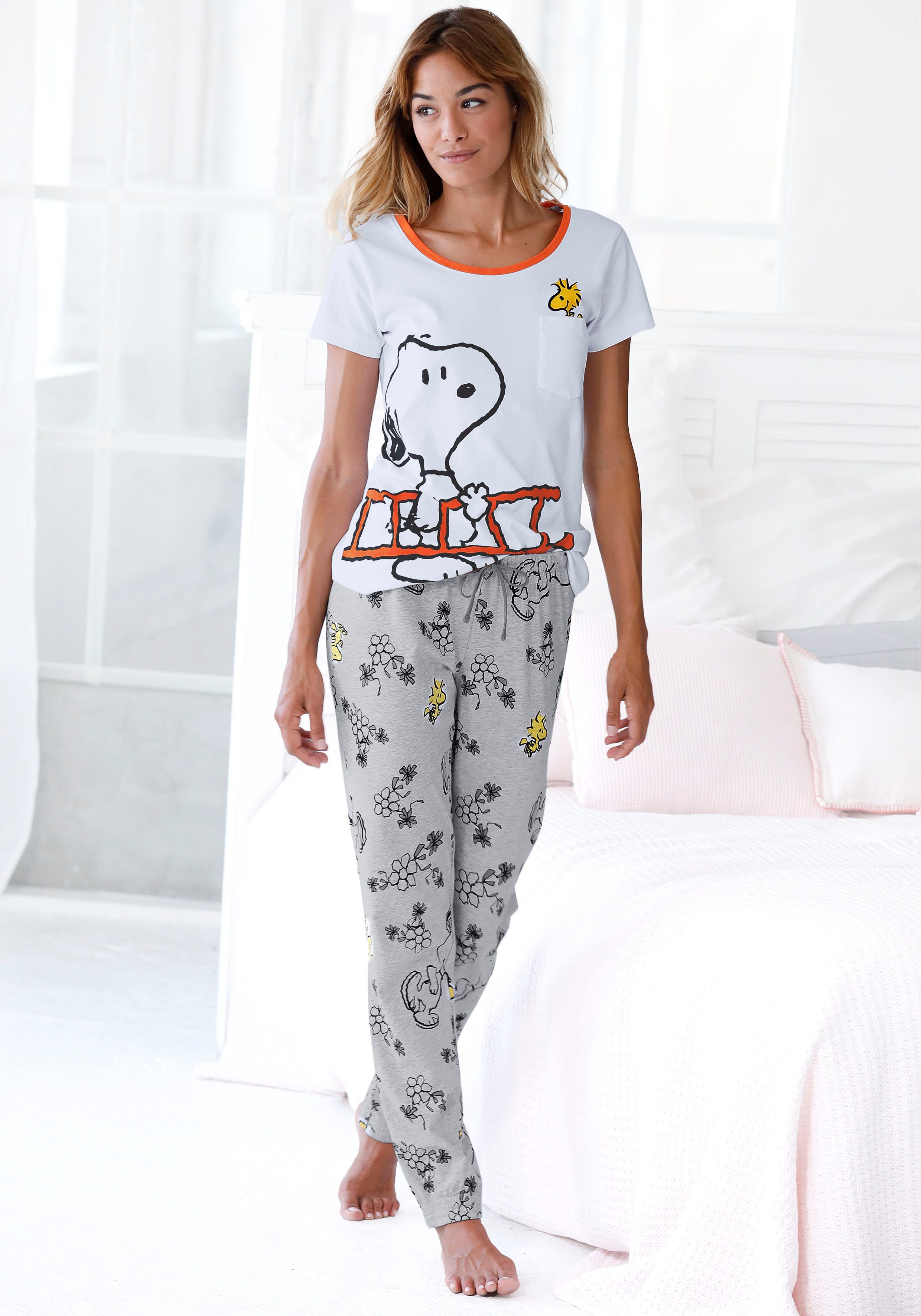 PEANUTS Pyjama (2 tlg., 2-teilig) mit Snoopy und Woodstock Druck günstig online kaufen