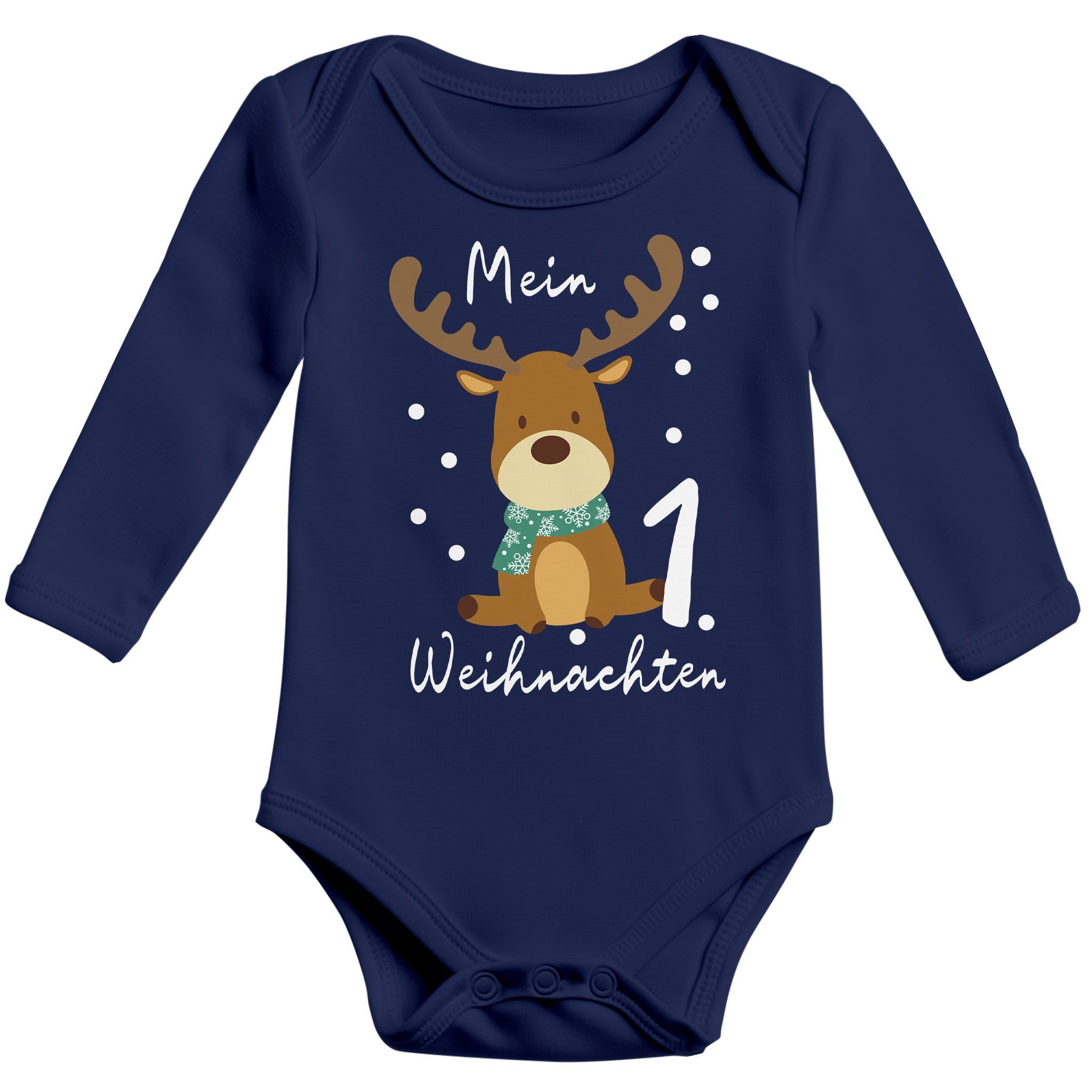 Body Baby Body langarm Mein erstes Weihnachten Rentier Aufdruck XMAS