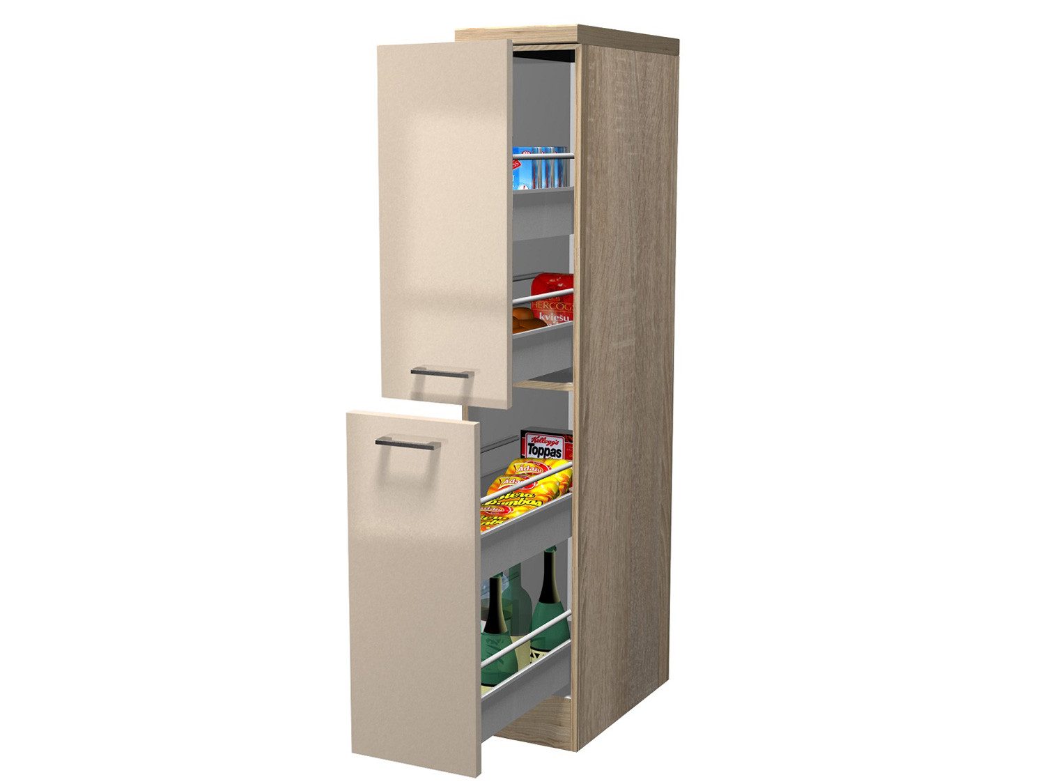 Flex-Well Apothekerschrank Demi Apothekerschrank Küche - 30 cm breit - Kaschmir Glanz Sonoma Eich