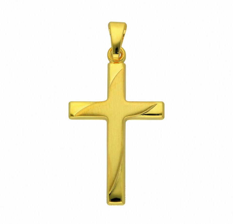 Adelia´s Kette mit Anhänger 585 Gold Kreuz Anhänger, Schmuckset - Set mit  Halskette