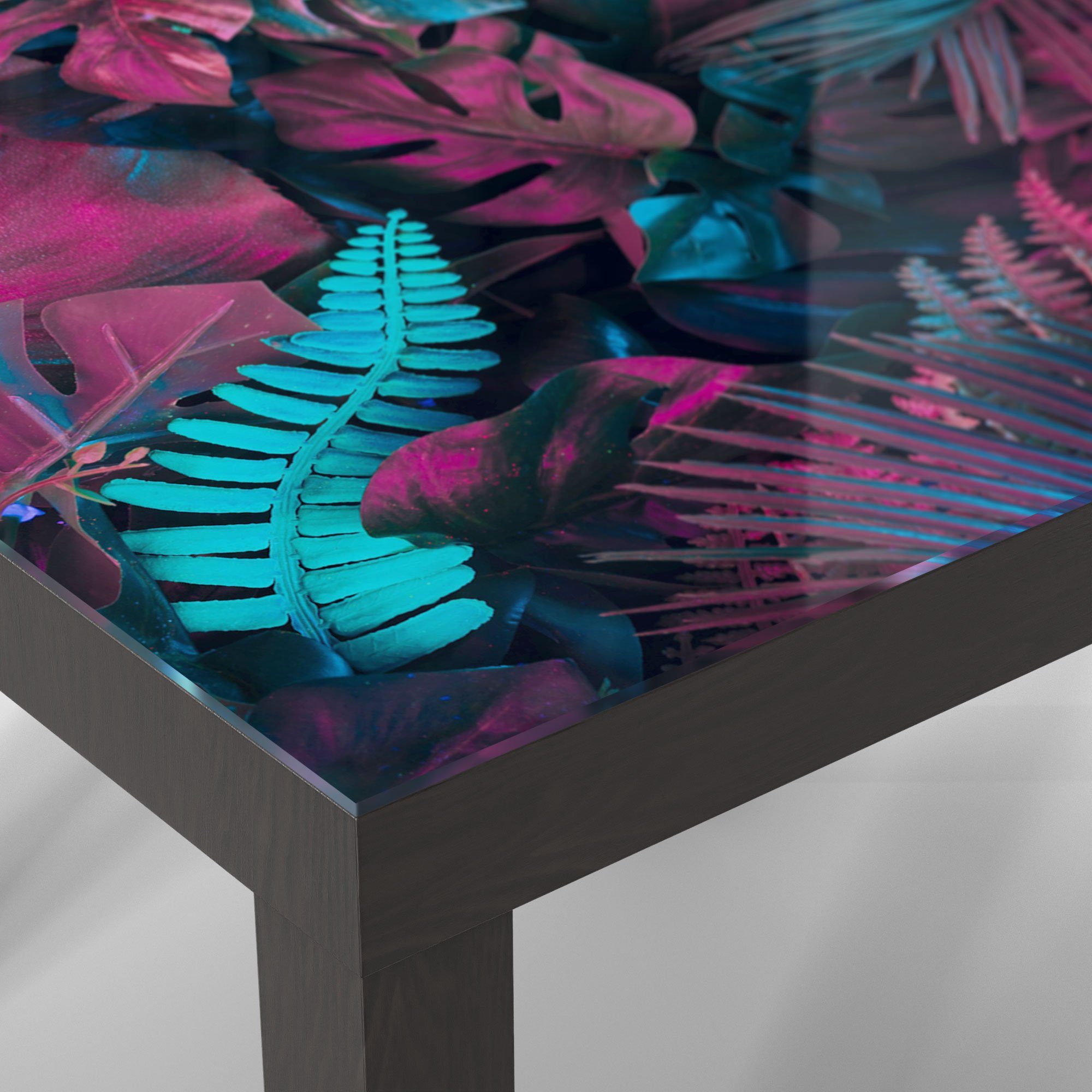 Blattwerk', DEQORI modern Couchtisch Beistelltisch Glastisch 'Gefärbtes Glas Schwarz