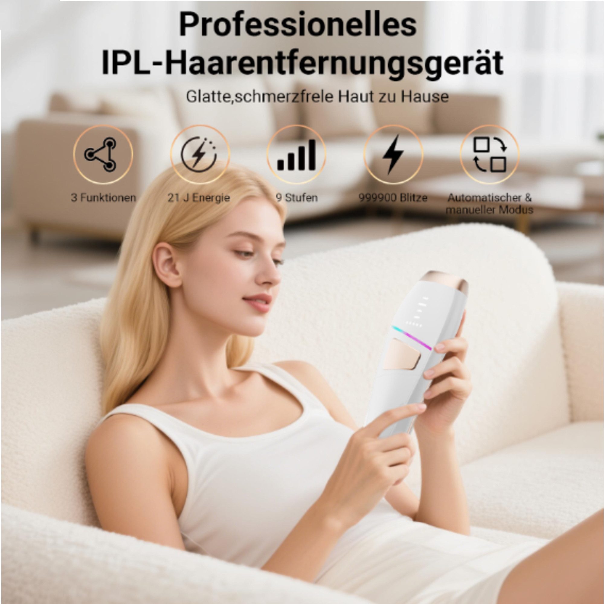 OYLCDI Haarentfernungsgerät IPL-Haarentferner, Laser Haarentfernung Zuhause, 999,999 Lichtimpulse, Laser Haarentfernung Zuhause Dauerhafte Schmerzlos Haarentfernung, für Lippenhaare, Gesicht, Achsel, Bikinizone und Körper-Aufgerüstet