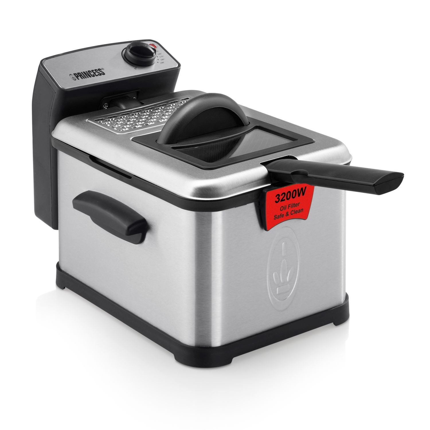 PRINCESS Fritteuse 01.183001.01.050, 3200 W, 3 L mit Cool Zone – Edelstahl, 190°C