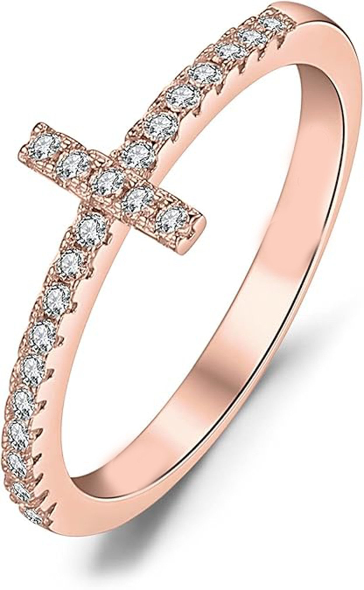 Jumpeak Diamantring Kreuzung Gold,Ring Verlobung Gold,Ring Mit Kreuz Damen,Diamant Ring, D/E VVS/VS 14K Gold,Ring Kreuz,Statement Ring,Kommunion Geschenk
