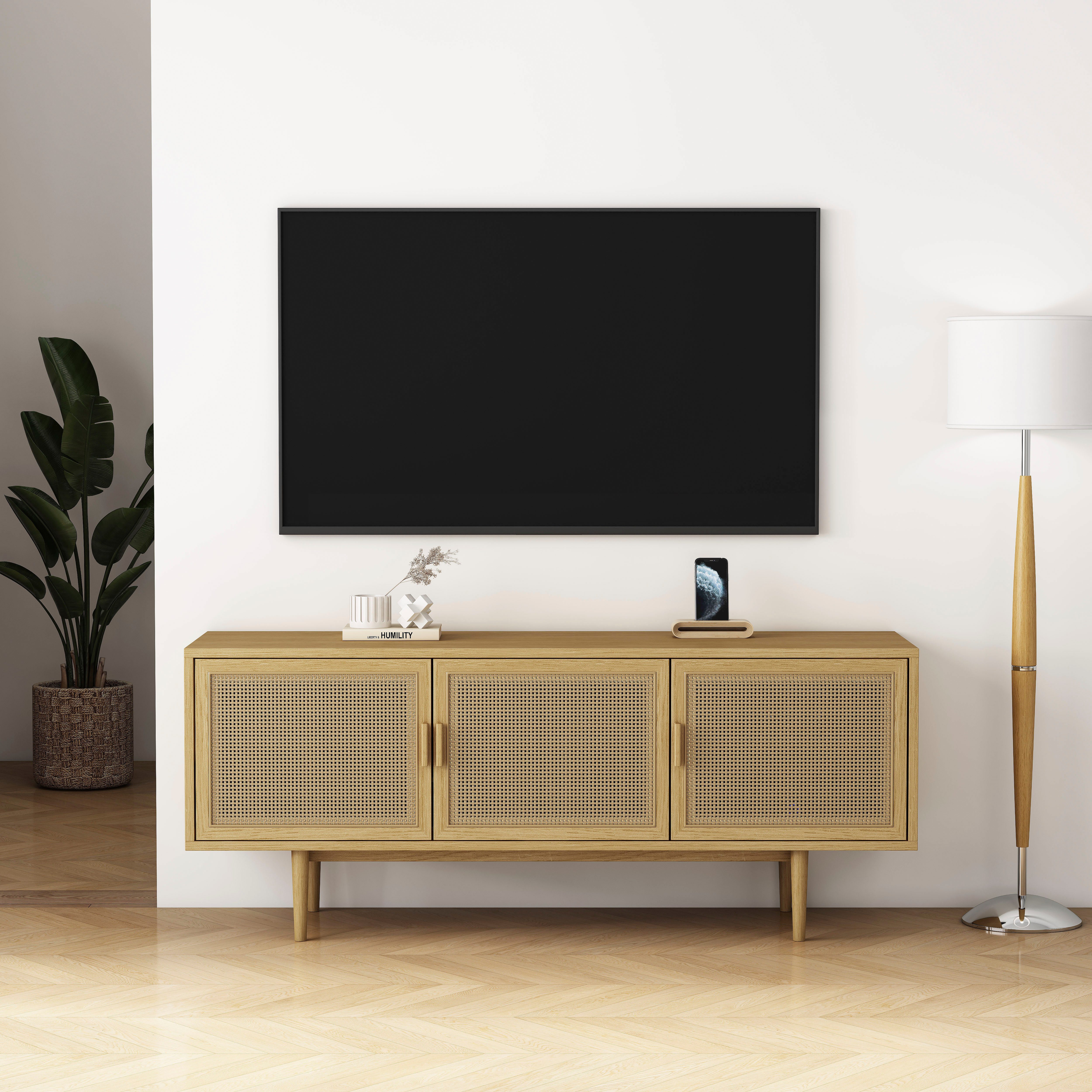 OTTO home TV-Schrank Lorelia in moderner Rattan Optik, Lowboard