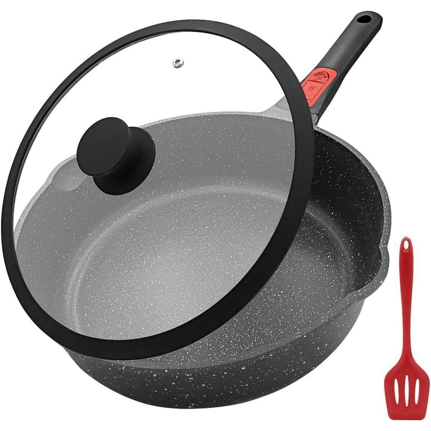 LuxusKollektion Bratpfanne Antihaft Pfanne mit Deckel 28cm, 4.3L Wokpfanne, Abnehmbarer