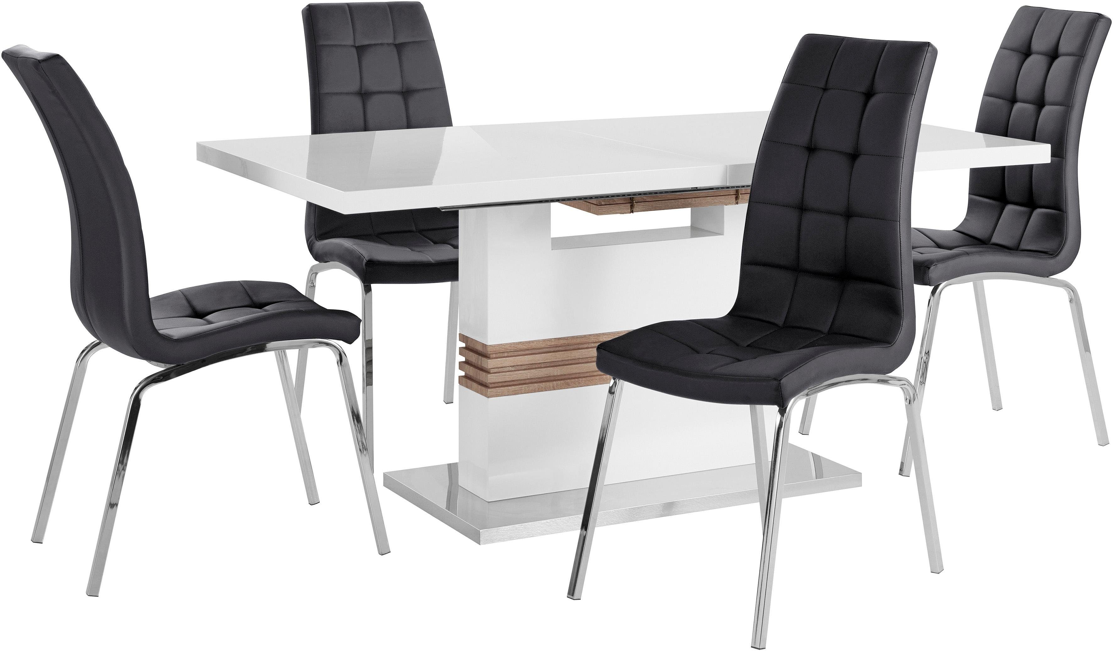 OTTO home Essgruppe Perez/Lila, (Set, 5-tlg), mit 4 Stühlen, Tisch ausziehbar, Breite 160-200 cm