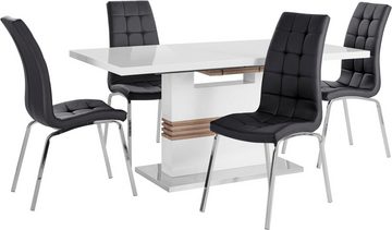 INOSIGN Essgruppe Perez/Lila, (Set, 5-tlg), mit 4 Stühlen, Tisch ausziehbar, Breite 160-200 cm