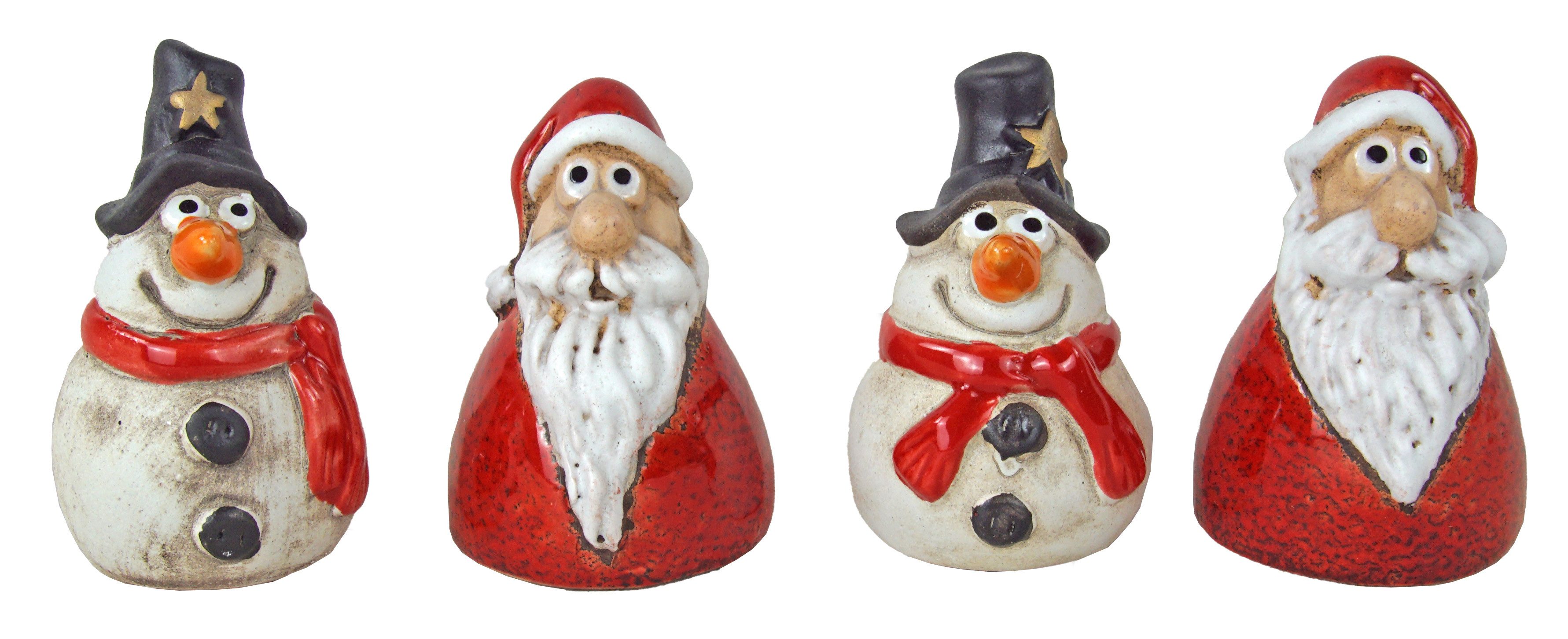 Posiwio Dekofigur Weihnachtsdeko-Set mit Nikolaus & Schneemann (Set, 4 St., 4 tlg), Weihnachtsfigur