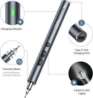 autolock Elektrowerkzeug-Set 51 in 1 Feinmechaniker Power Elektro-Schraubendreher Set, mit 48 Bits,Magnetische Feinmechaniker mit LED-Leuchten für Phone