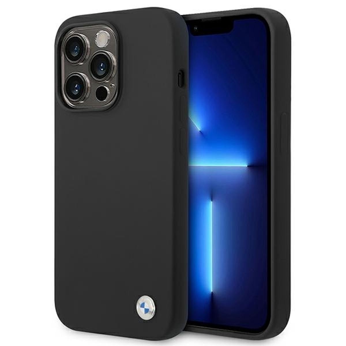 BMW Smartphone-Hülle BMW Silicone Metal Logo Apple iPhone 14 Pro Hard Case Cover Schwarz