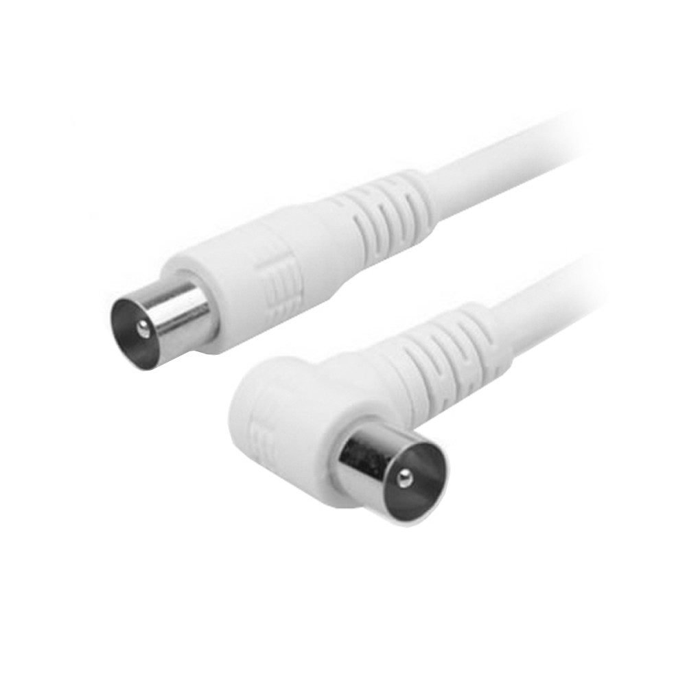 Bolwins L20C TV-Antennenkabel 5 m Koaxialkabel 90° Winkelstecker für Fernseher TV-Kabel, Koaxial-Stecker, Koaxial-Stecker (500 cm), 90° abgewinkelter Stecker, HD-tauglich, Plug & Play