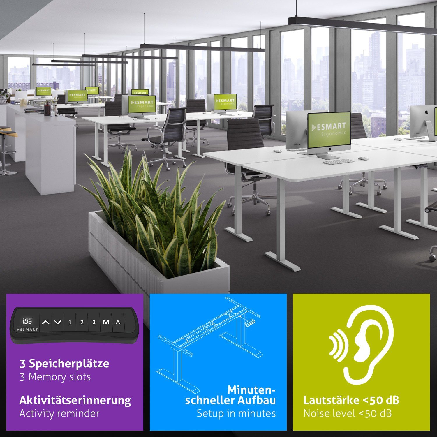 ESMART Schreibtisch ESMART Germany, Höhe: 58 - 123 cm