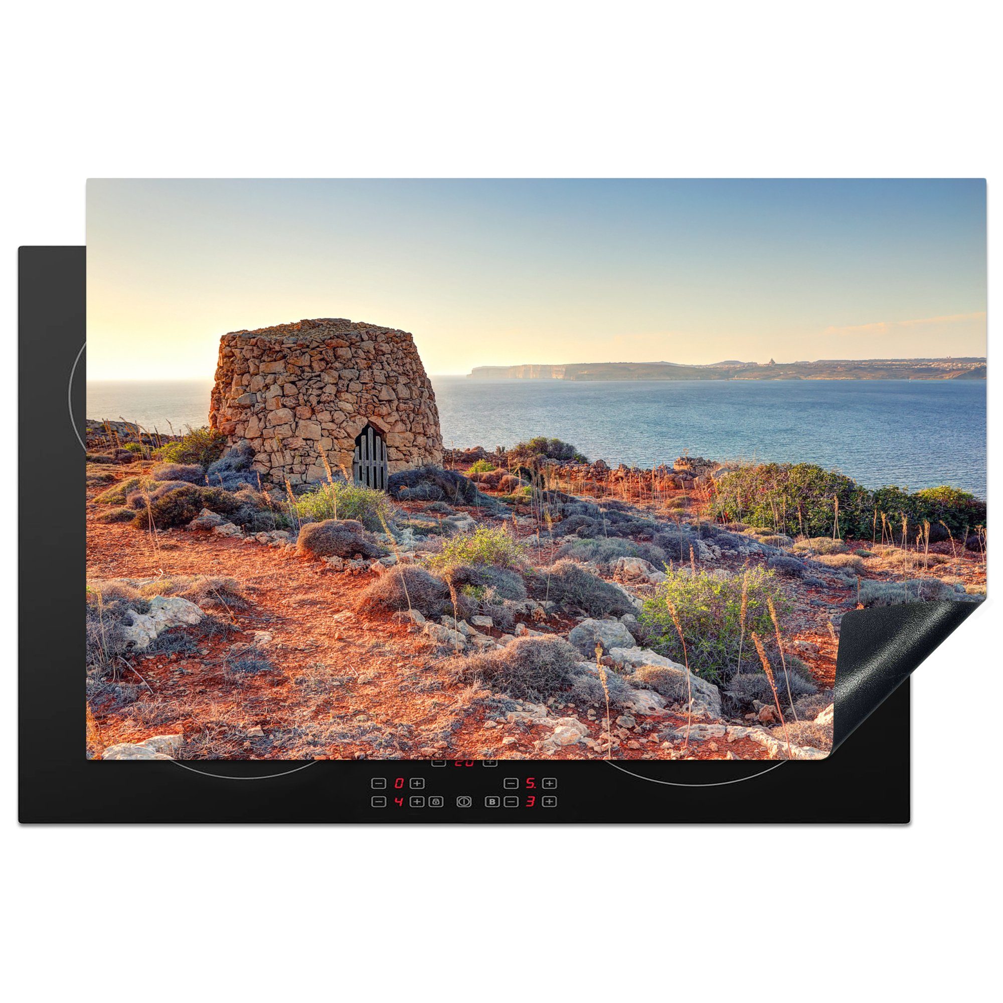 MuchoWow Herdblende-/Abdeckplatte Landschaft der Insel Gozo in Malta, Vinyl, (1 tlg), 81x52 cm, Induktionskochfeld Schutz für die küche, Ceranfeldabdeckung