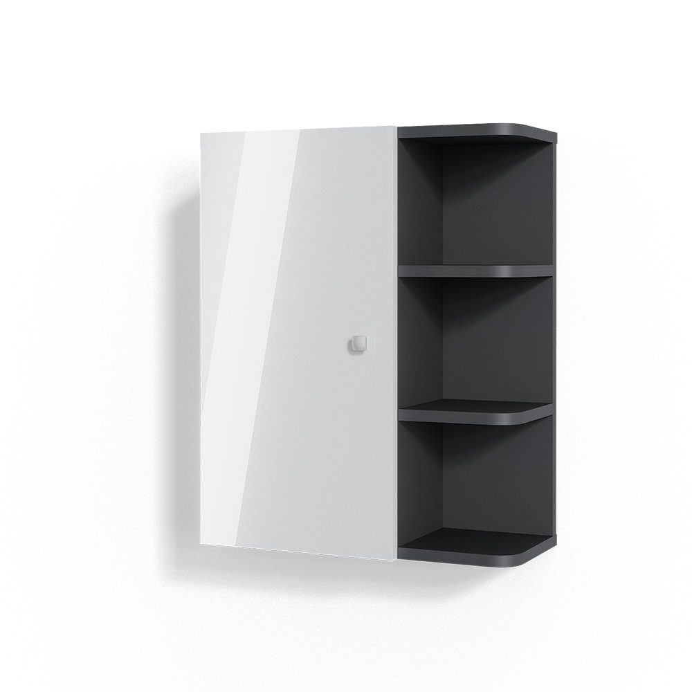 Vicco Badschrank Fynn Weiß Hochglanz/Anthrazit 47 x 59 cm günstig online kaufen