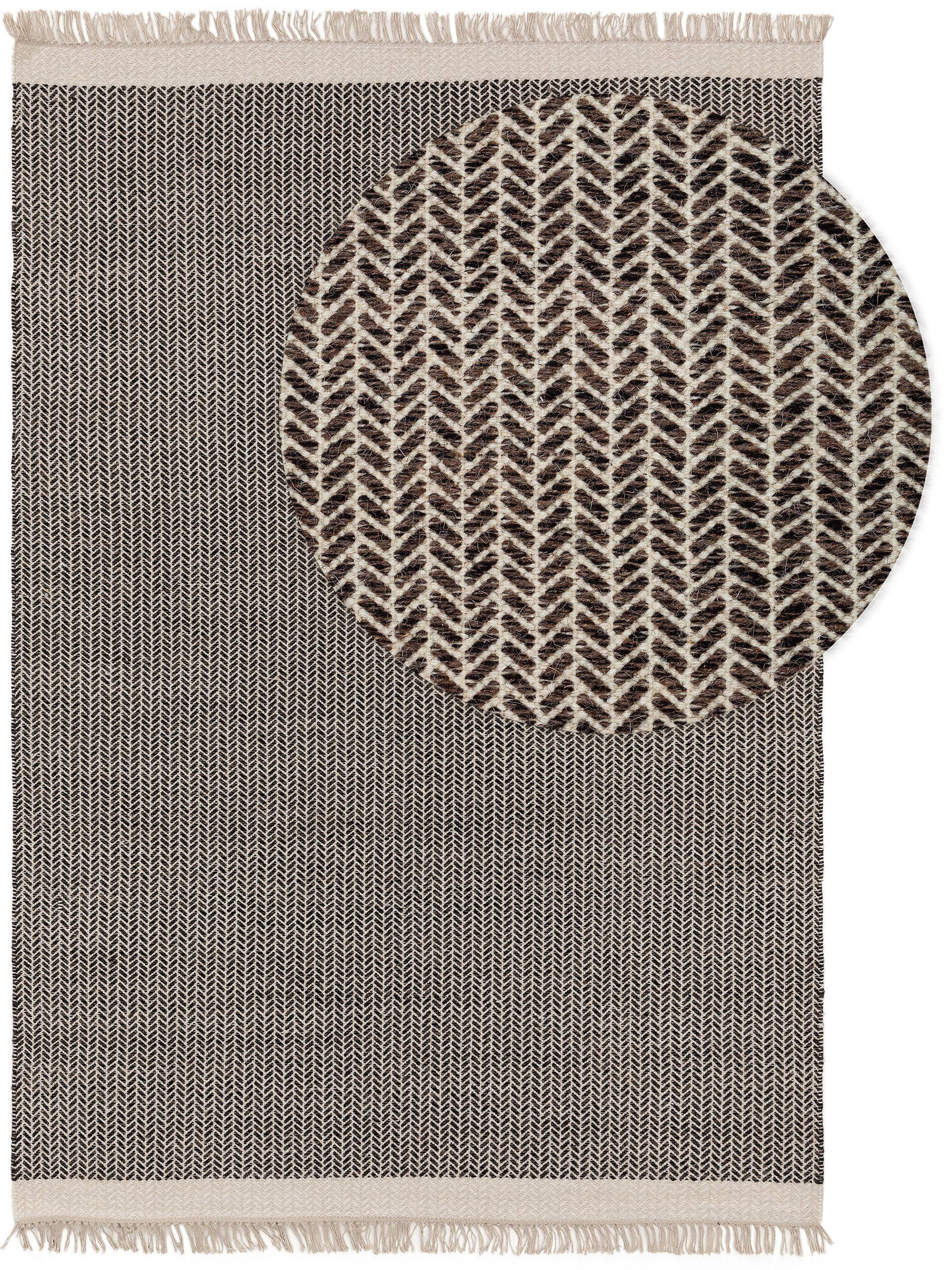 benuta Wollteppich Kim, rechteckig, Höhe: 5 mm, Kunstfaser, Berber, Ethno-Style, Wohnzimmer