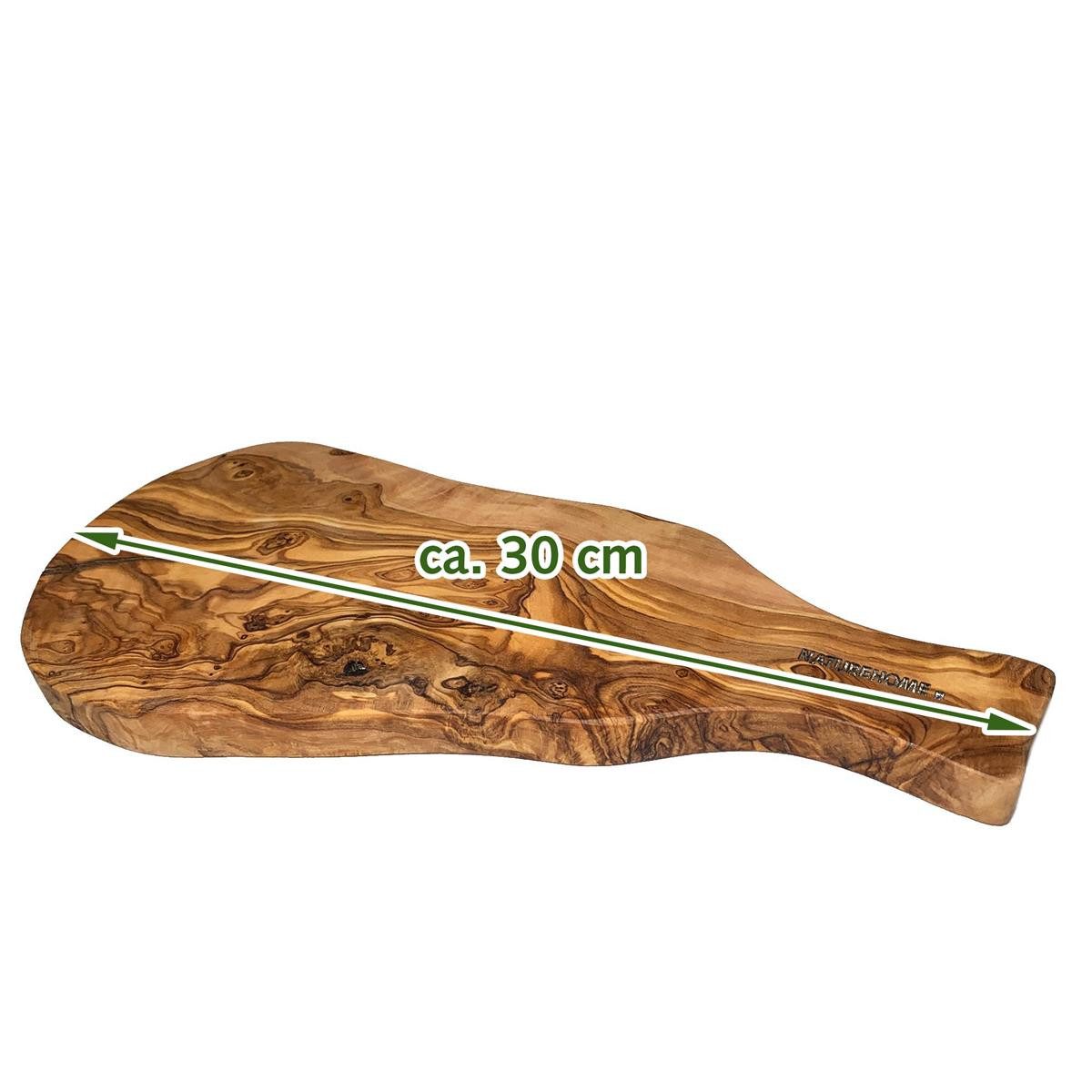 NATUREHOME Schneidebrett Paddle Board - rustikales Schneidebrett oval mit Griff 30cm, Holz, Handarbeit, Haltbar