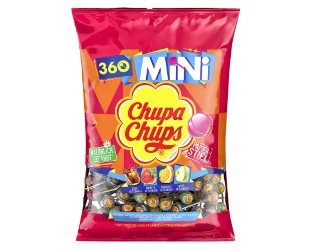Chupa Chups Süßigkeit, Chupa Chups Mini Lutscher 4 Sorten Lollies im Nachfüllbeutel 2160g