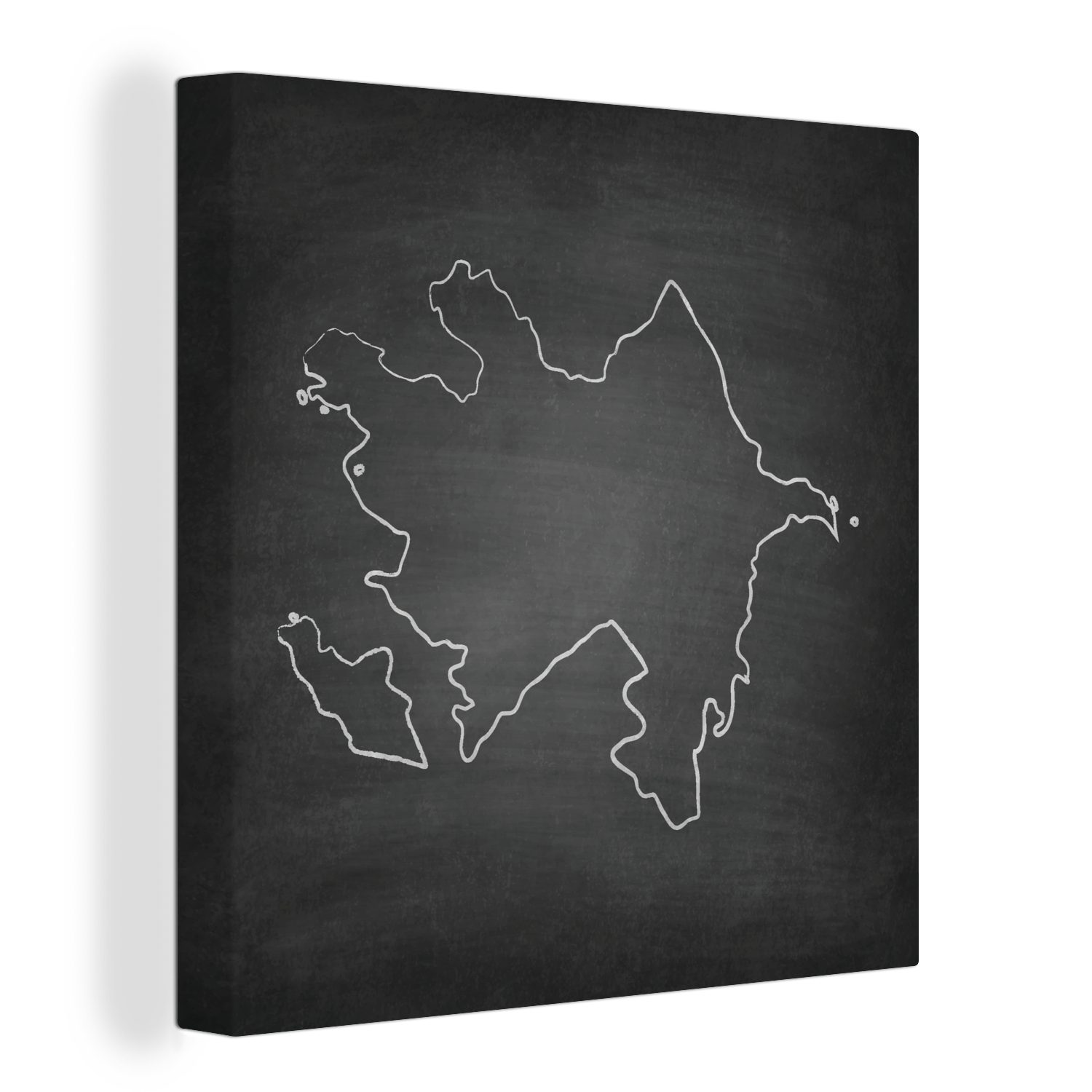 OneMillionCanvasses® Leinwandbild Schwarz-Weiß-Illustration von Aserbaidschan mit weißen Linien auf, (1 St), Leinwand Bilder für Wohnzimmer Schlafzimmer