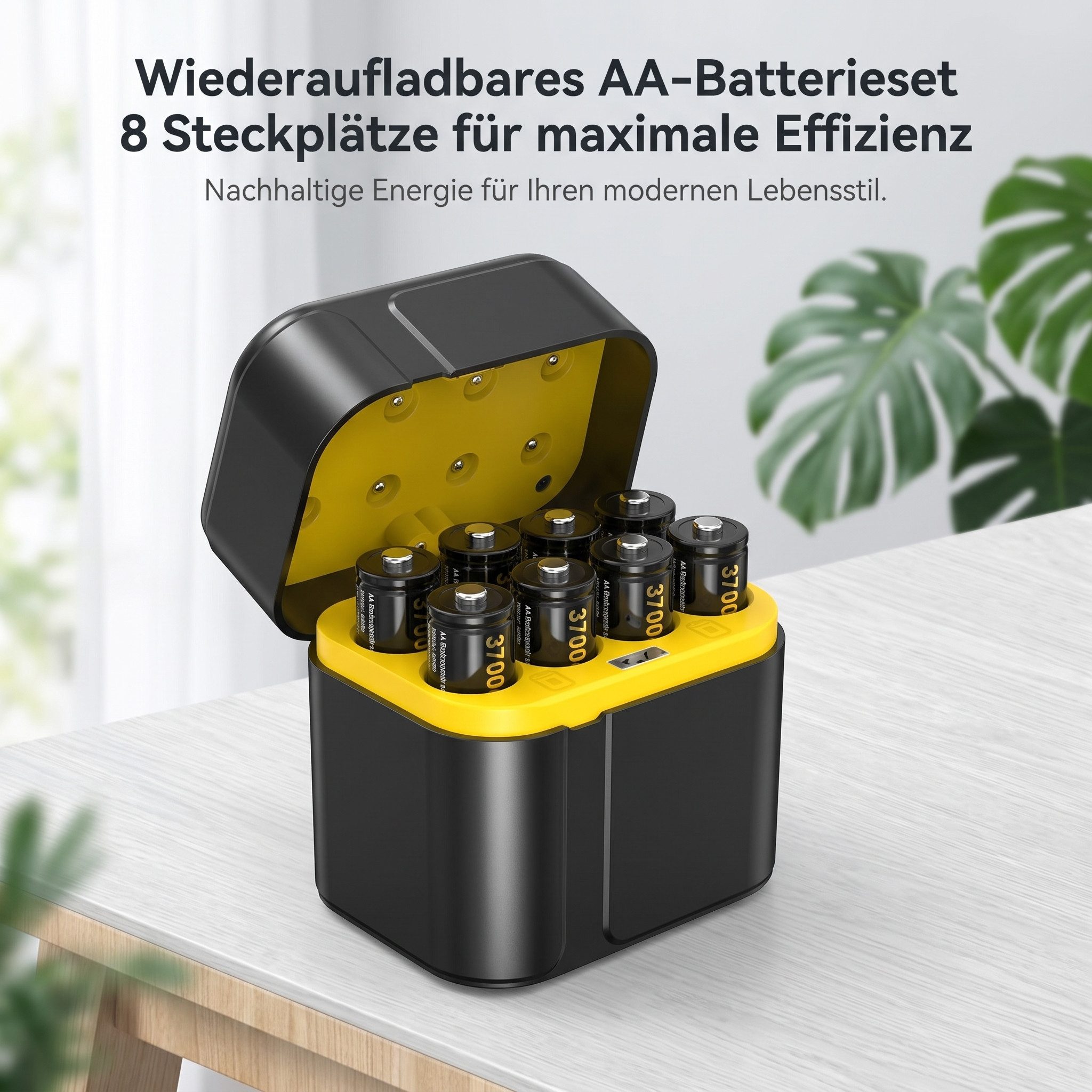 AIMAX AA Akku 8er Set 3700 mWh mit Ladegerät USB-C Batterie