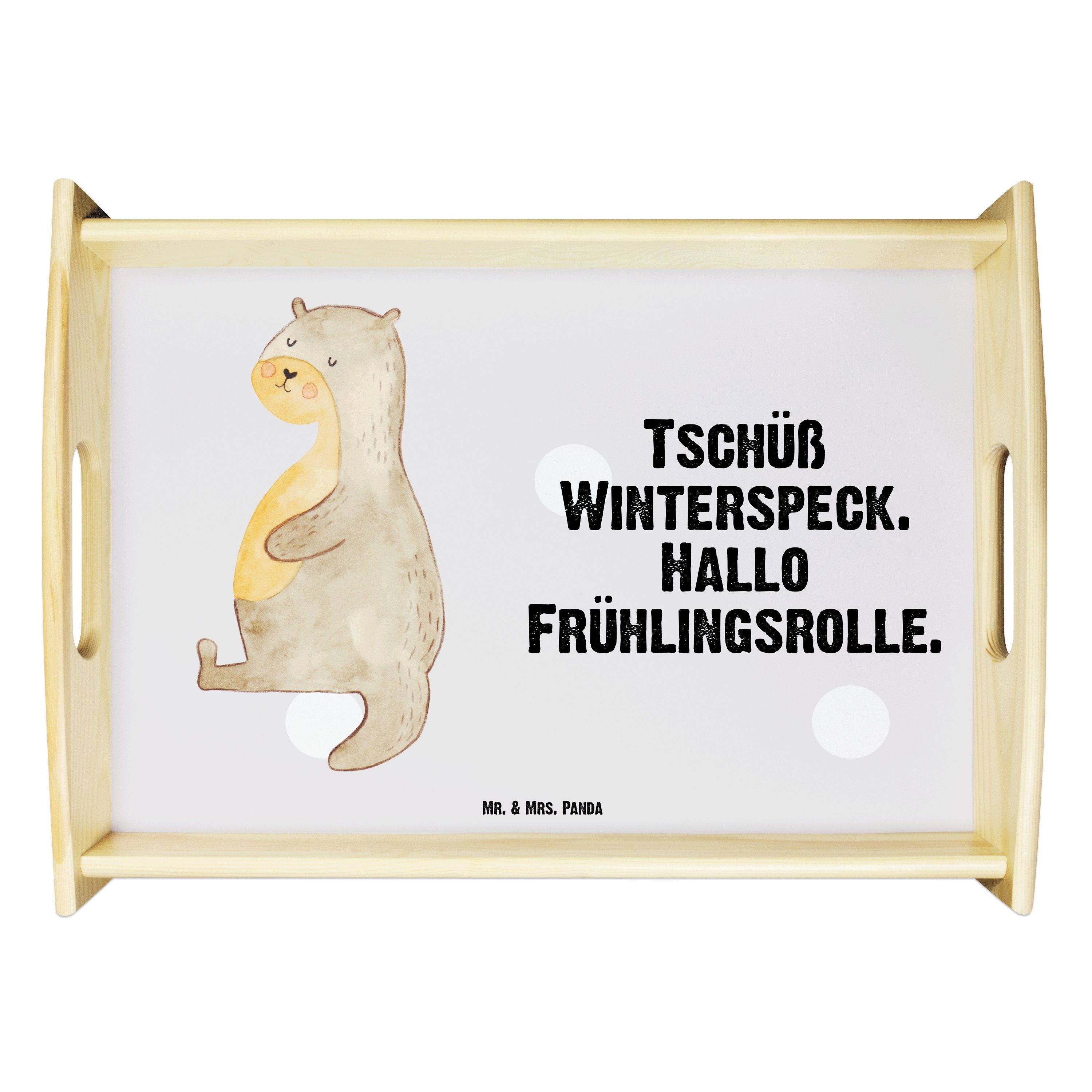 lasiert, Mr. Seeotter Otter - Tablett Dekotablett, Bauch - Mrs. Grau Echtholz Panda Otter Geschenk, Se, & Pastell (1-tlg)