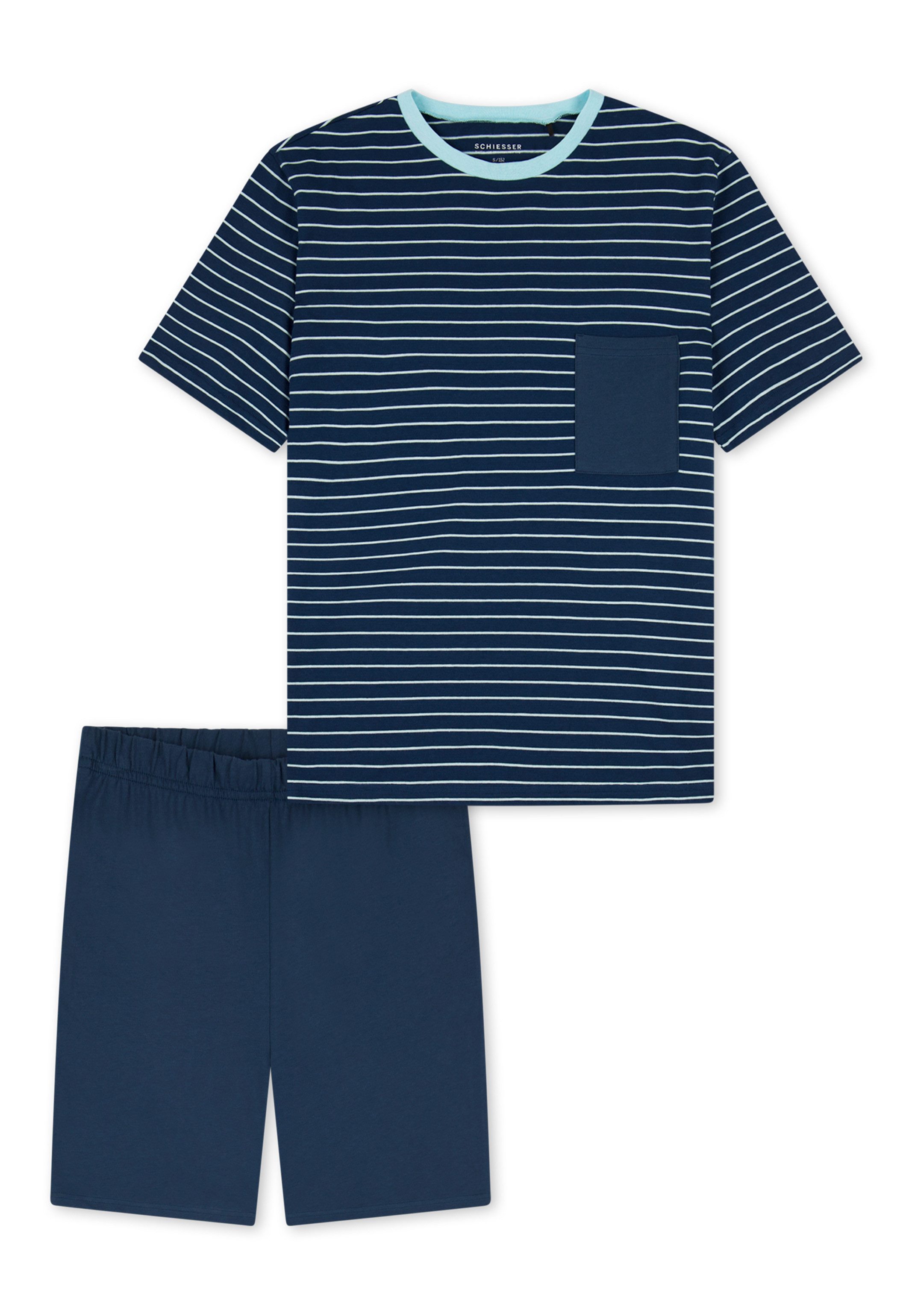 Schiesser Pyjama Nightwear Cotton (Set, 2 tlg) Schlafanzug - Baumwolle - Atmungsaktiv