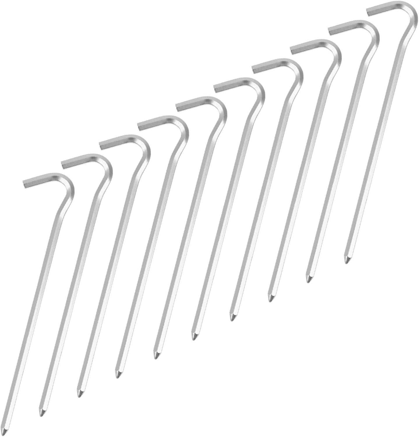 UE Stock Zelthering 10 Stück Aluminium Camping Zeltheringe mit Haken 18 cm, Leicht und stabil