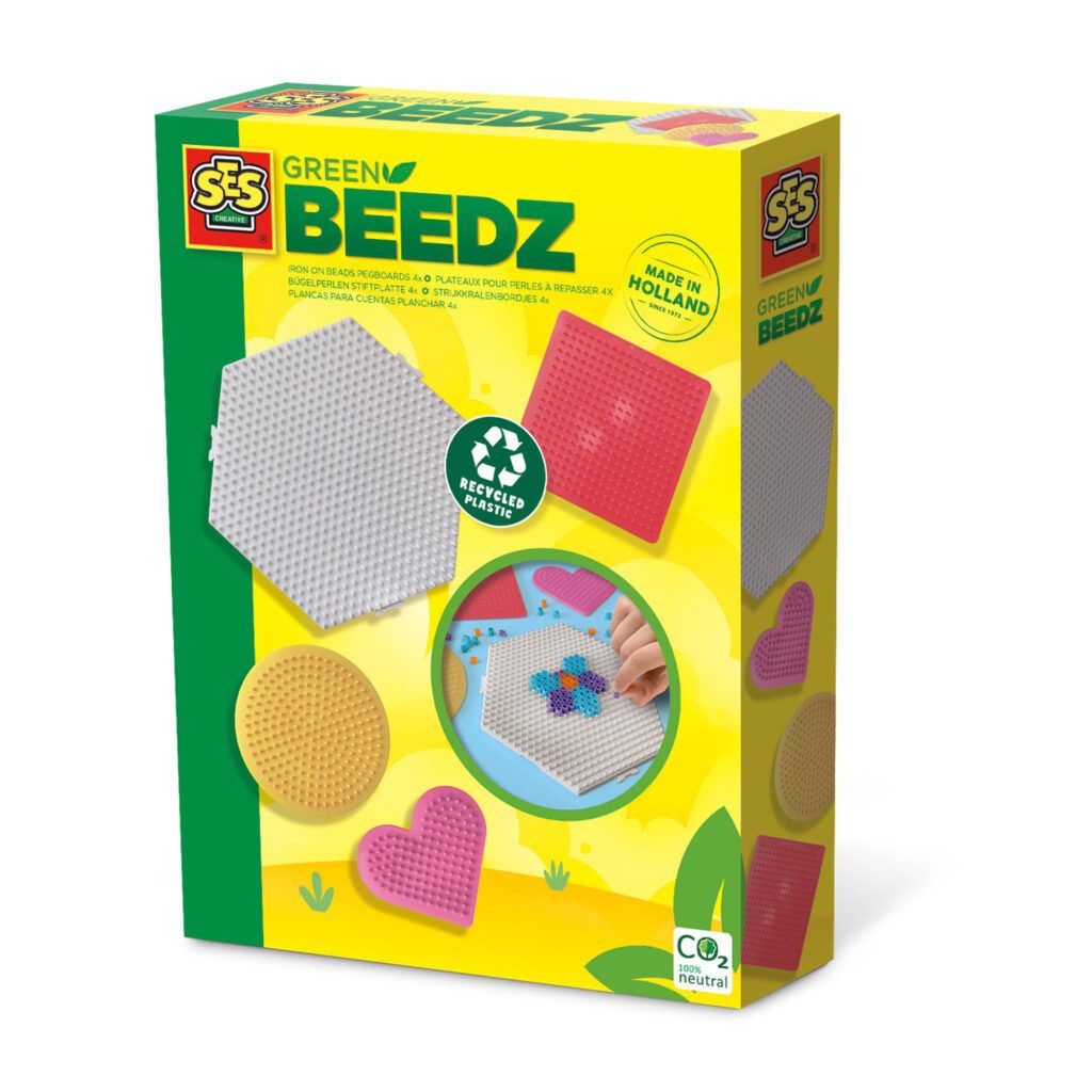 SES Creative Bügelperlen SES Creative Green Beedz - Bügelperlen Stiftplatten, 4x sortiert