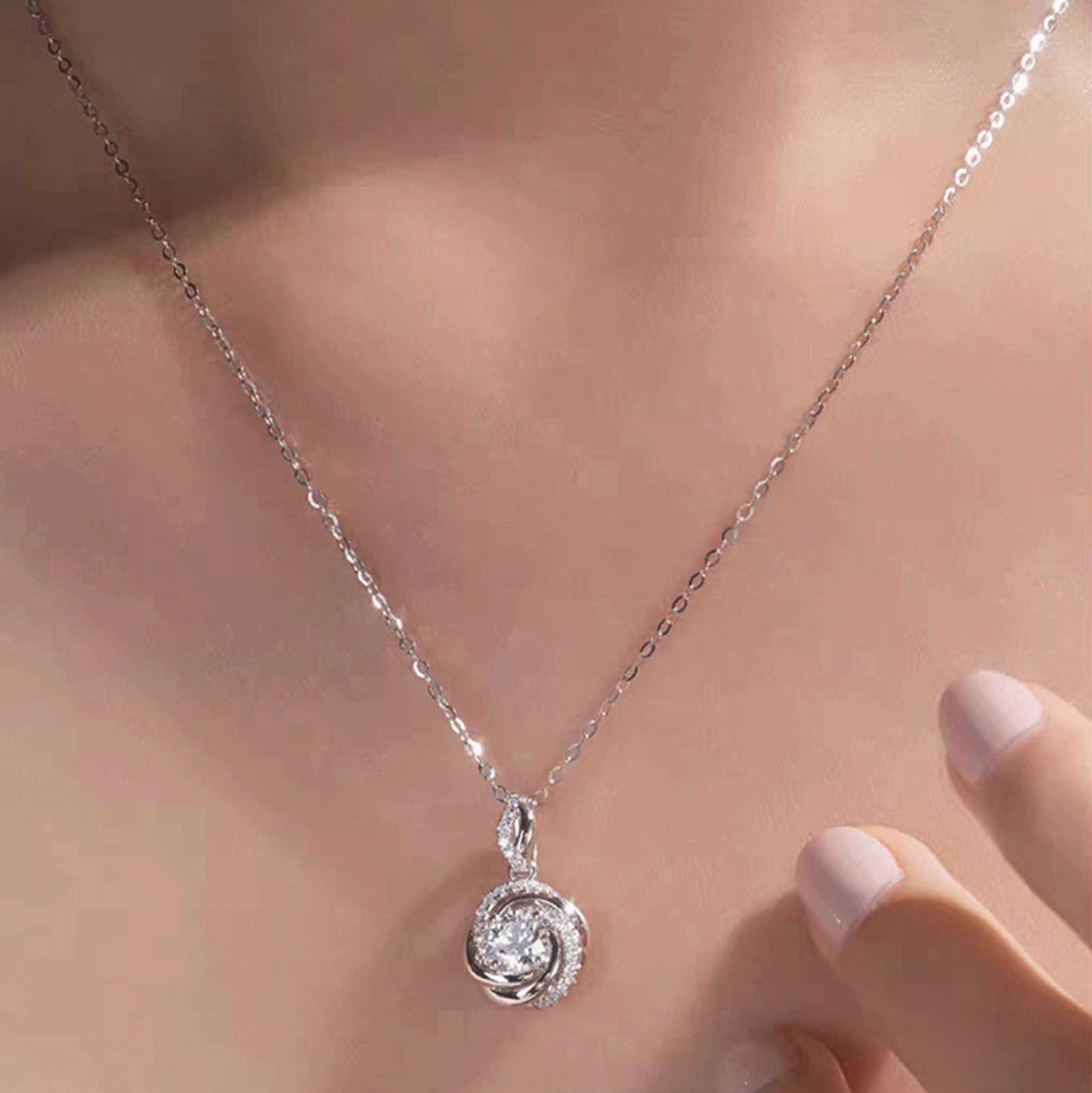 Jumpeak Kette mit Anhänger 14k Gold,IGI-Zertifikat, Damenhalskette, Halskette mit Diamantanhänger, 0.5ct,D VS1, Hochzeitsgeschenk, Verlobungsgeschenk, Muttertagsgeschenk