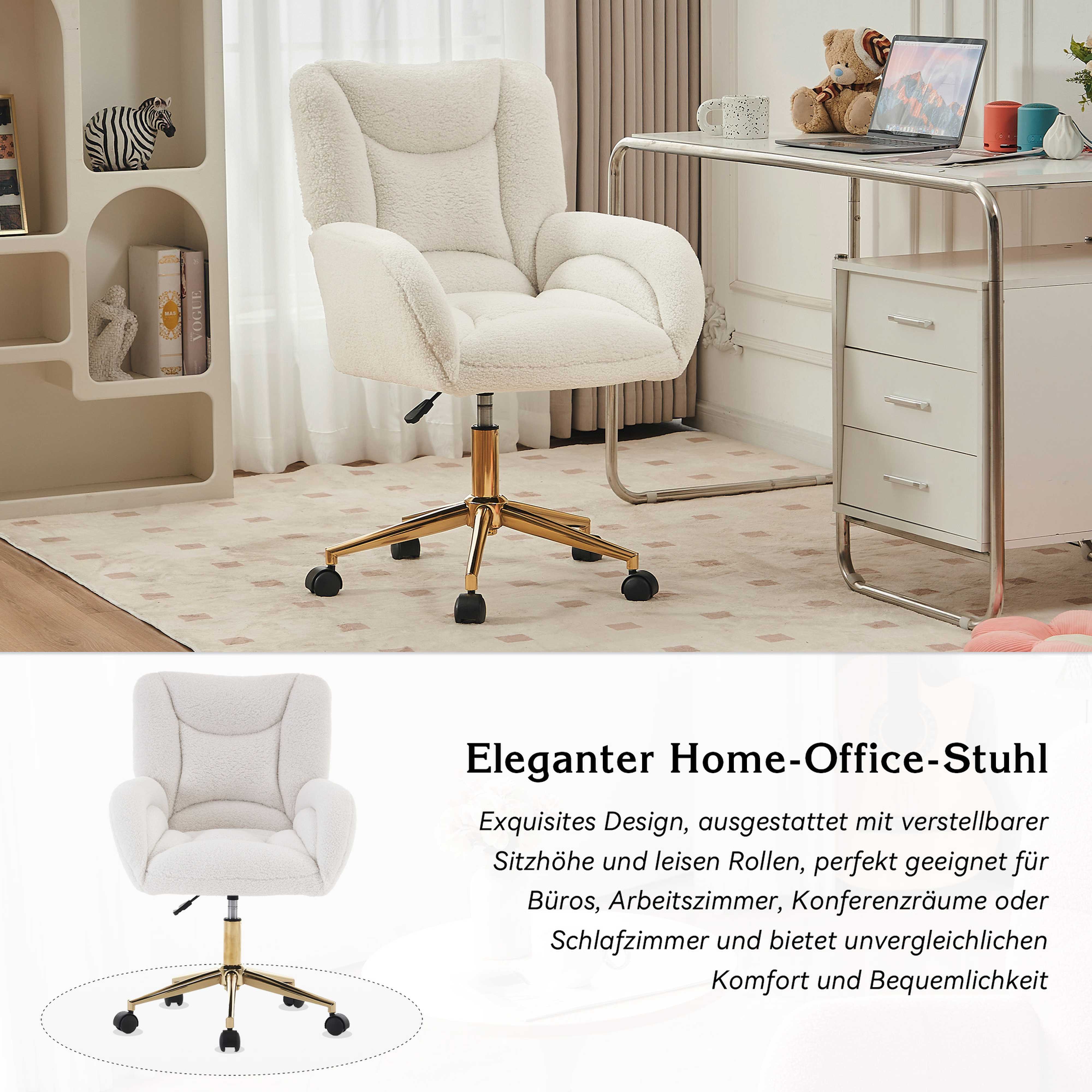 BlingBin Drehstuhl Höhenverstellbarer Relaxsessel (1 St), Ergonomisch, 360° drehbar, goldene Metallbeine, bequemer Samtbezug