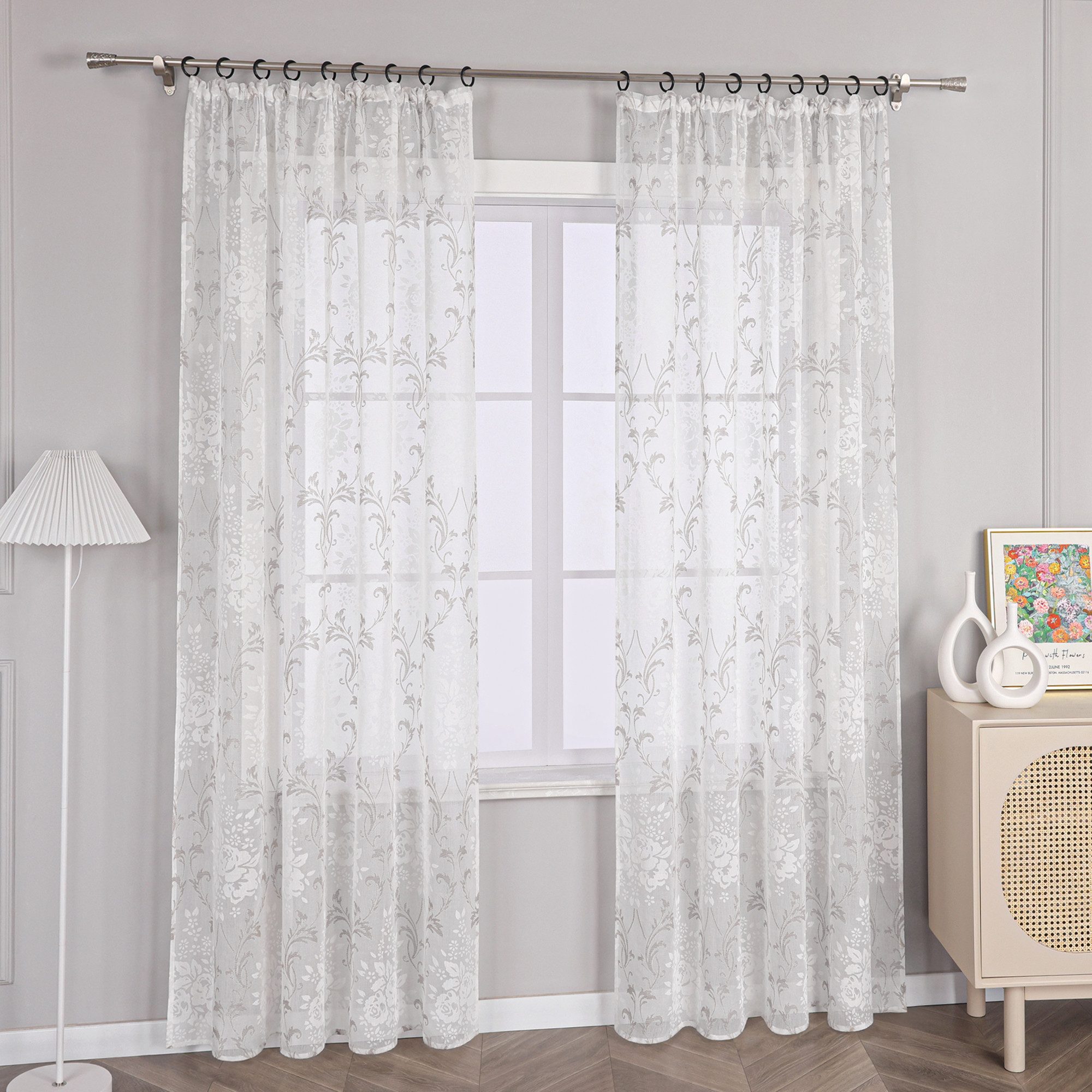 Joyswahl Vorhang Hofstil (1 St), Kräuselband, transparent, mit retro Blumen günstig online kaufen