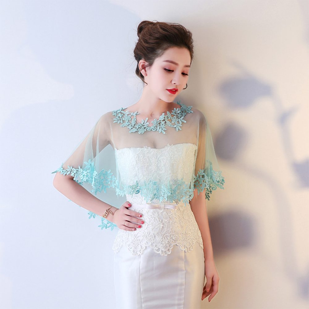 Zaewry Bolero Spitzen-Stola für Damen, transparenter Schal,Hochzeits-Cape Elegante Schulterjacke für Hochzeit, Brautmode & Abendkleid