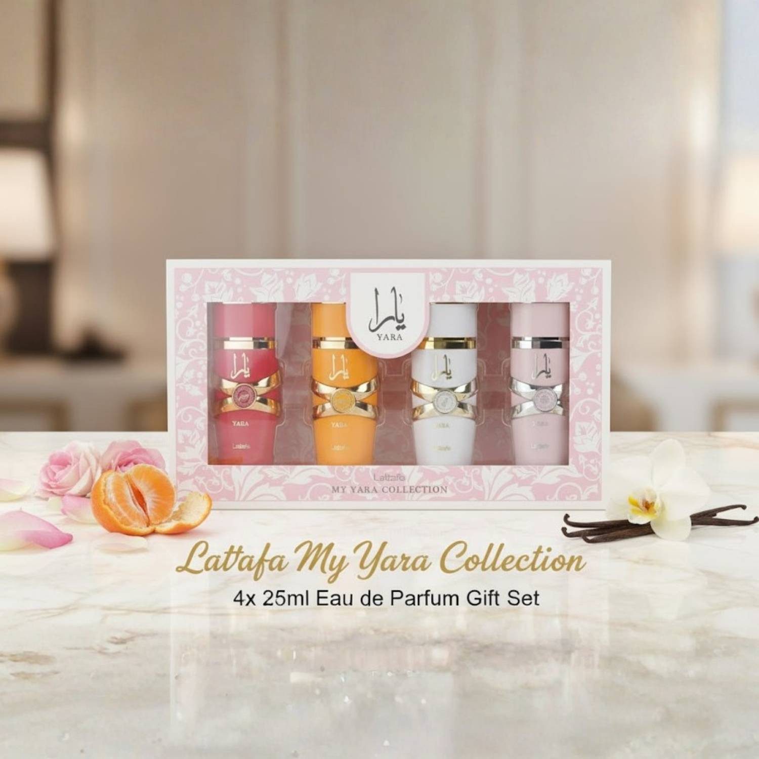 Lattafa Eau de Parfum My Yara Collection Geschenkset 4×25 ml – exklusives Eau de Parfum Set, für Damen mit Yara Candy, Yara Tous, Yara Moi & Yara – Duftset