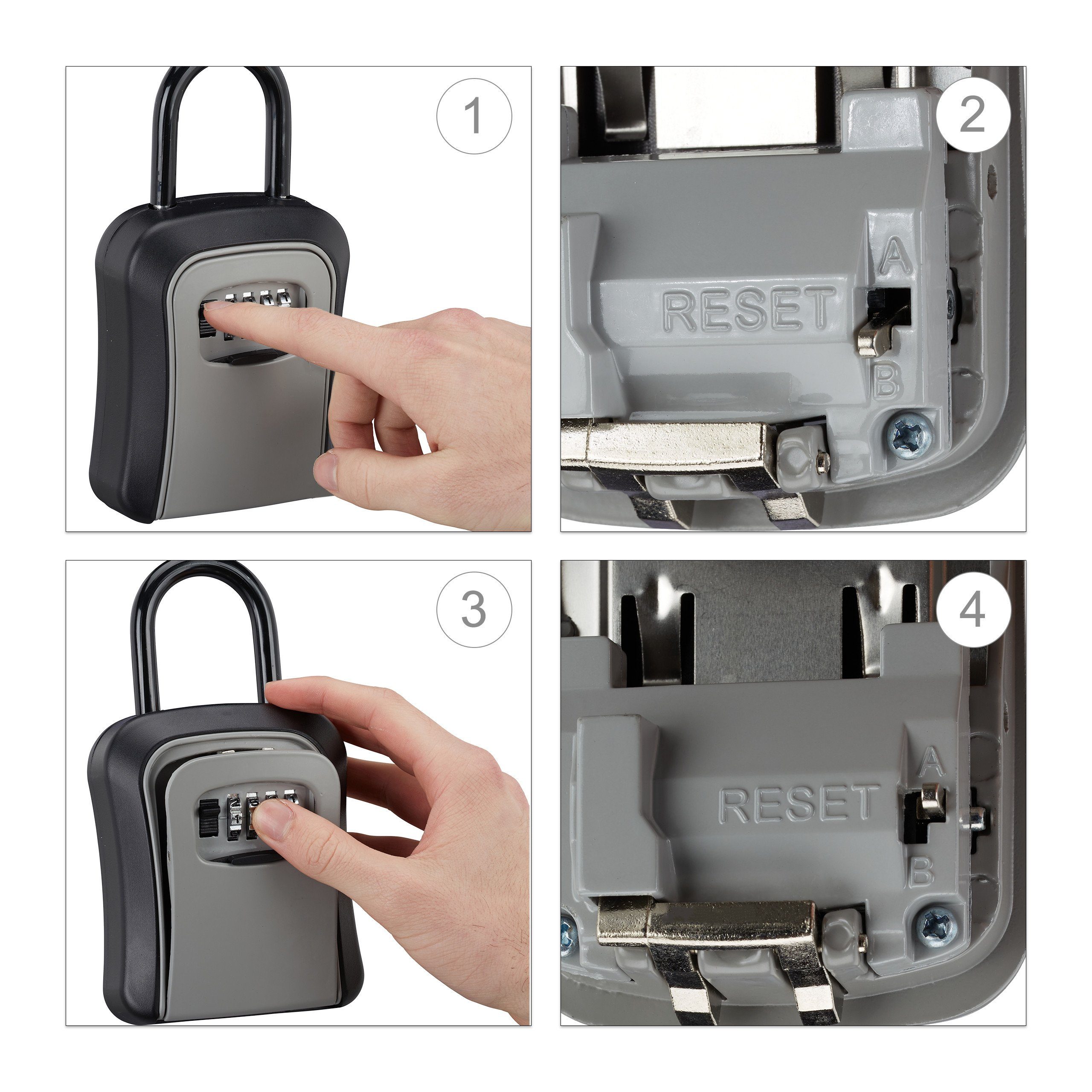 relaxdays Schlüsseltresor 2 x Schlüsseltresor Bügel und Zahlencode