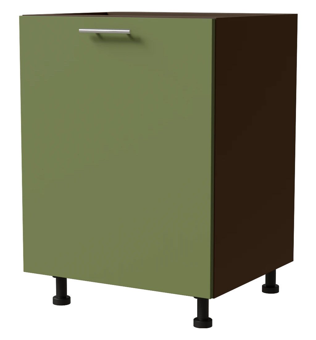 Feldmann-Wohnen Unterschrank Brerra (D1D/60, 1-türig, 1 Einlegeboden, 1-St., moderne Optik, lackierte Fronten, 60x50x82cm) lava / RAL 6025 farngrün matt