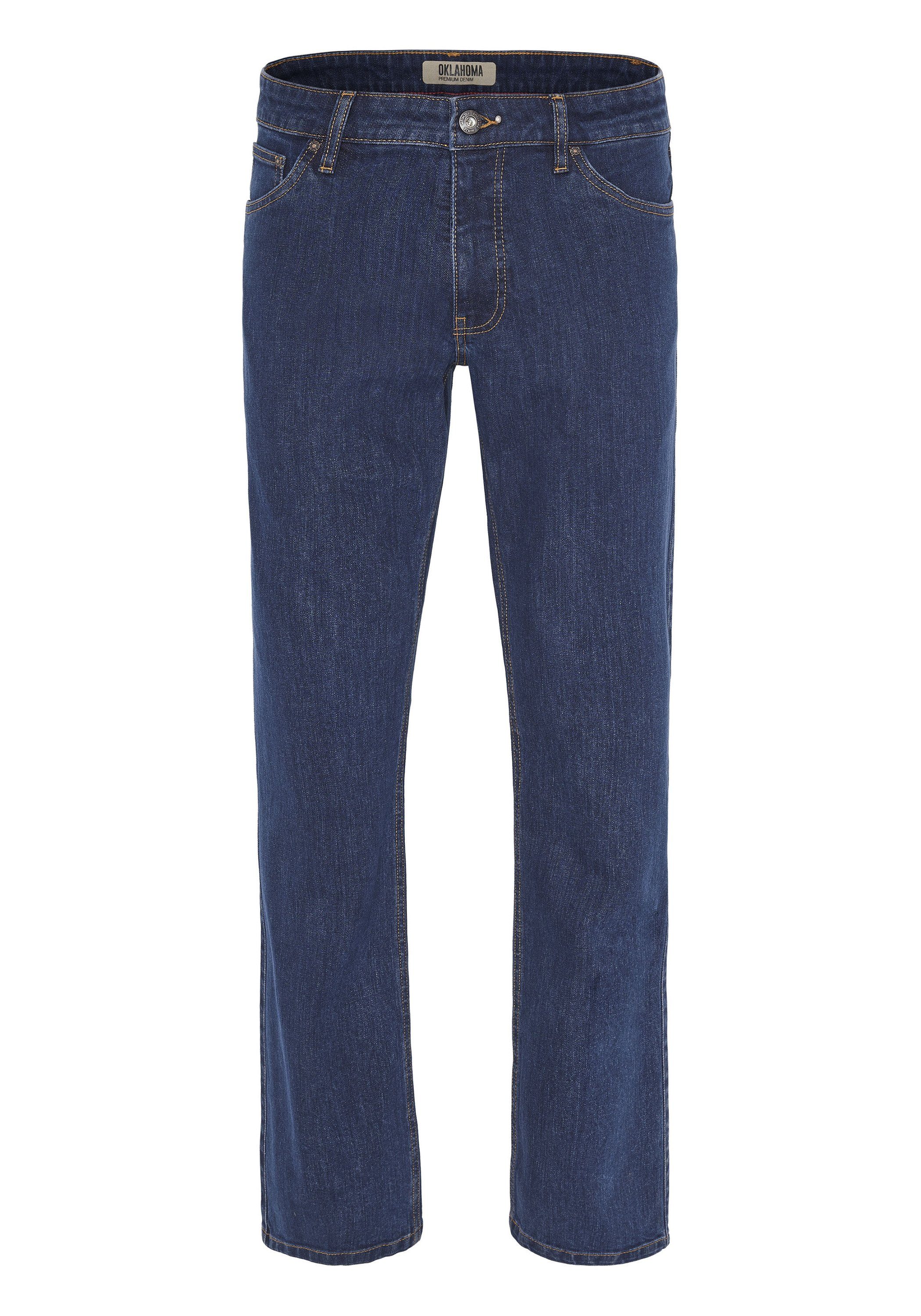 OKLAHOMA PREMIUM DENIM Straight-Jeans in klassischer Waschung (1-tlg) Mittelblau