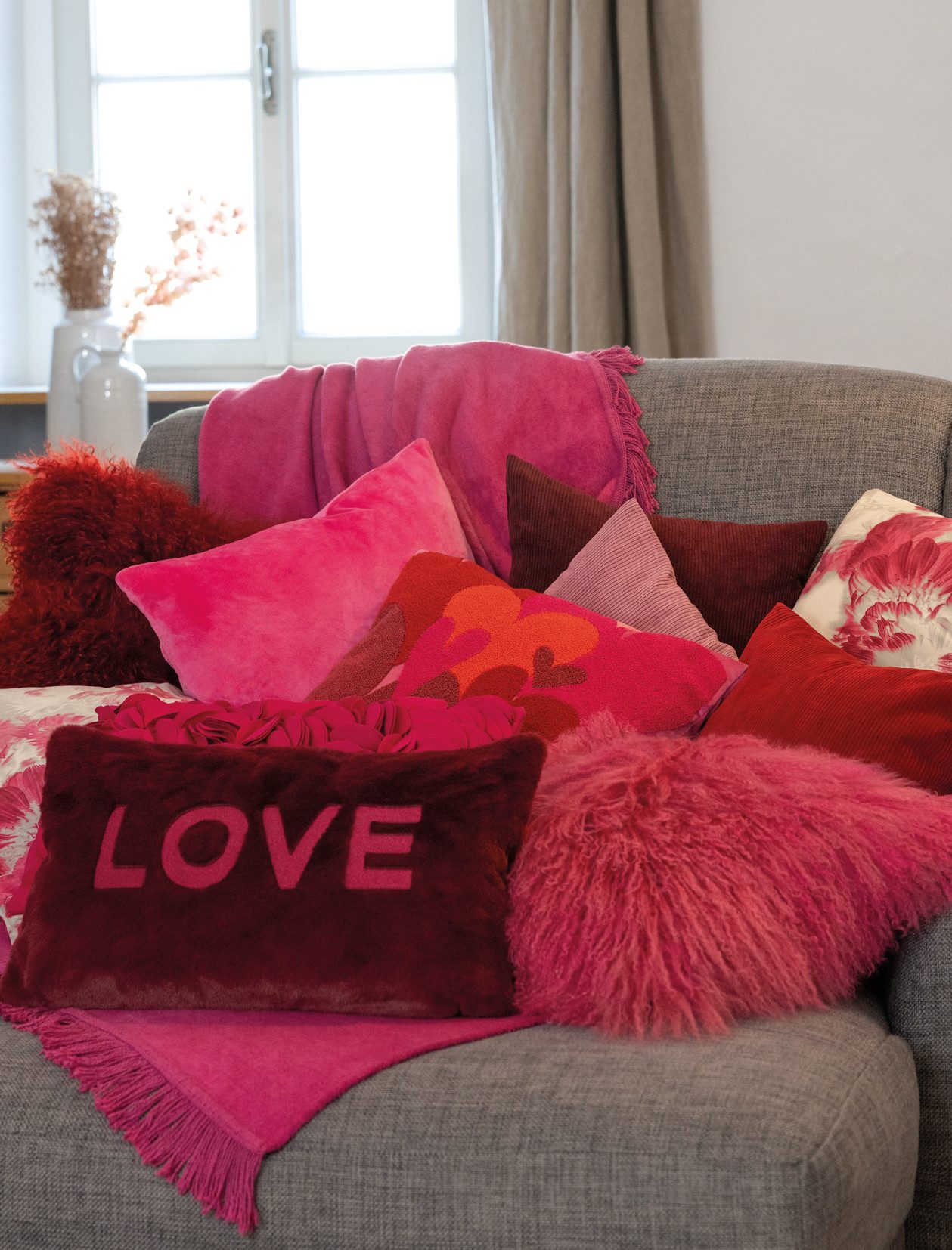 PAD Dekokissen HEARTS EMBROIDERY, schicke stickerei