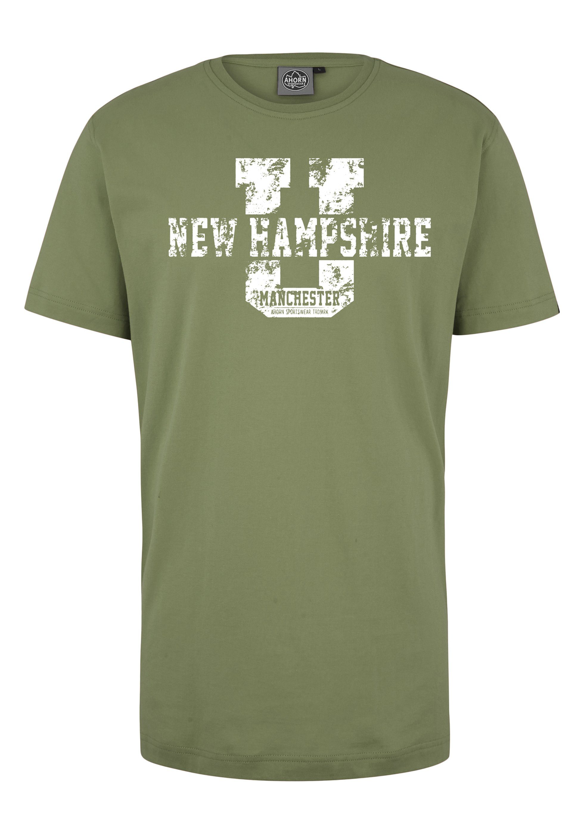 NEW T-Shirt AHORN HAMPSHIRE SPORTSWEAR mit Frontprint coolem grün