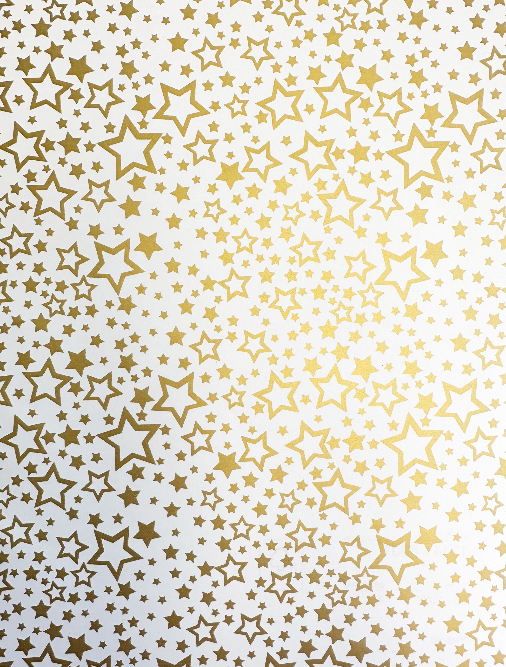 Star Geschenkpapier, Geschenkpapier Sterne / Rolle 70cm Muster 2m x gold weiß